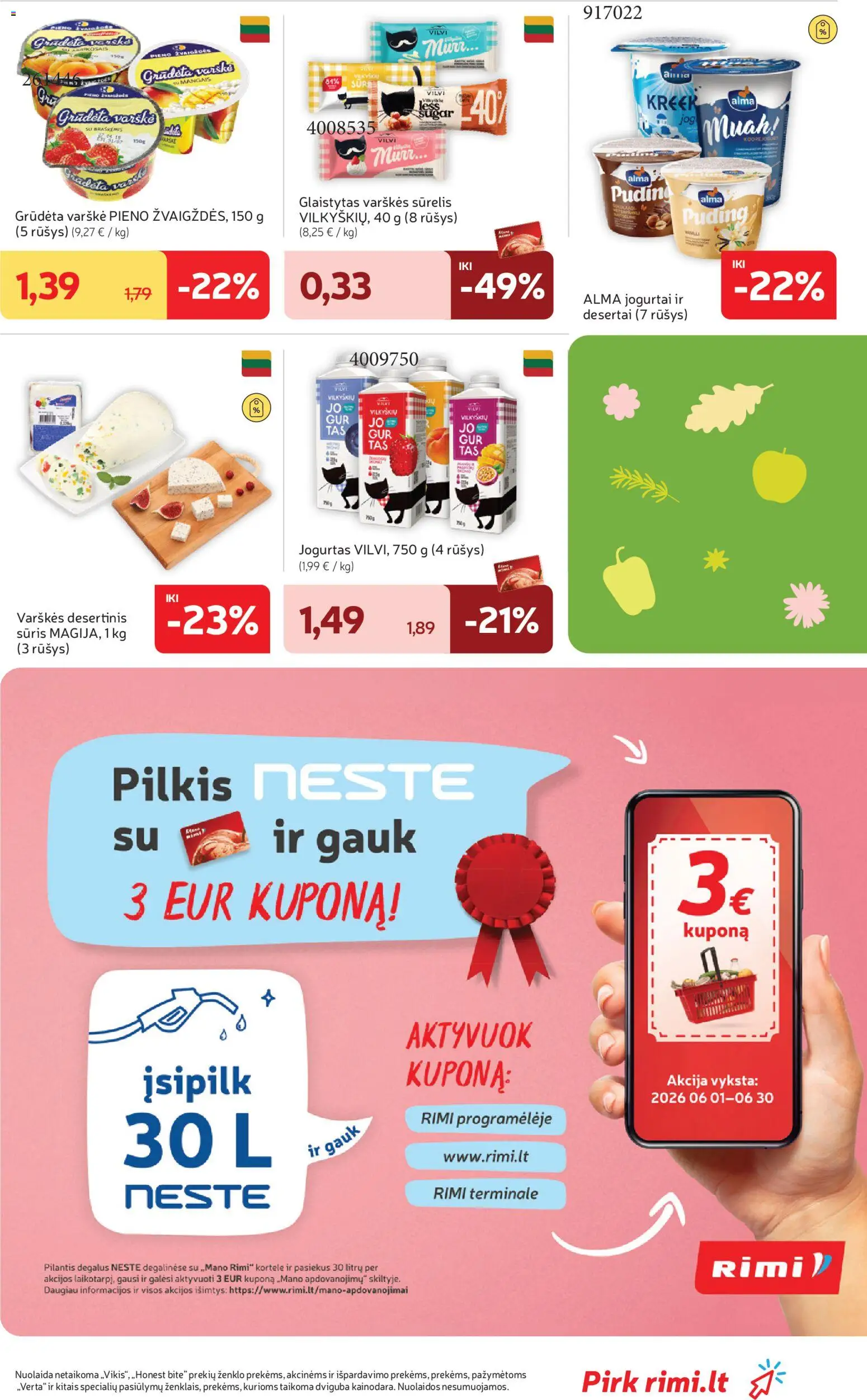 Rimi akcijos nuo 09.06.2026 | Puslapis: 23 | Prekių: Sūrelis, Jogurtas, Sūris, Varškė