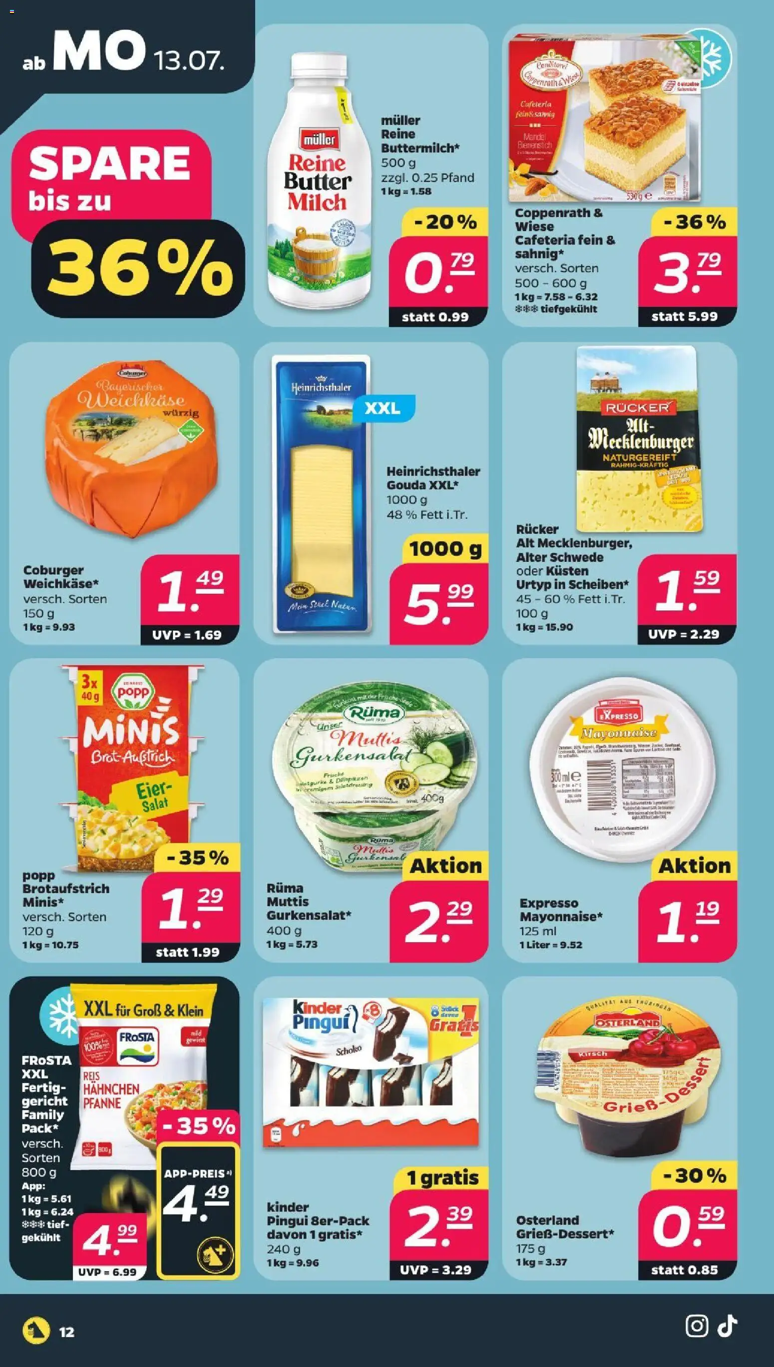 Netto Prospekt – gültig ab 13.07.2026 | Seite: 12 | Produkte: Milch, Butter, Eier, Mayonnaise
