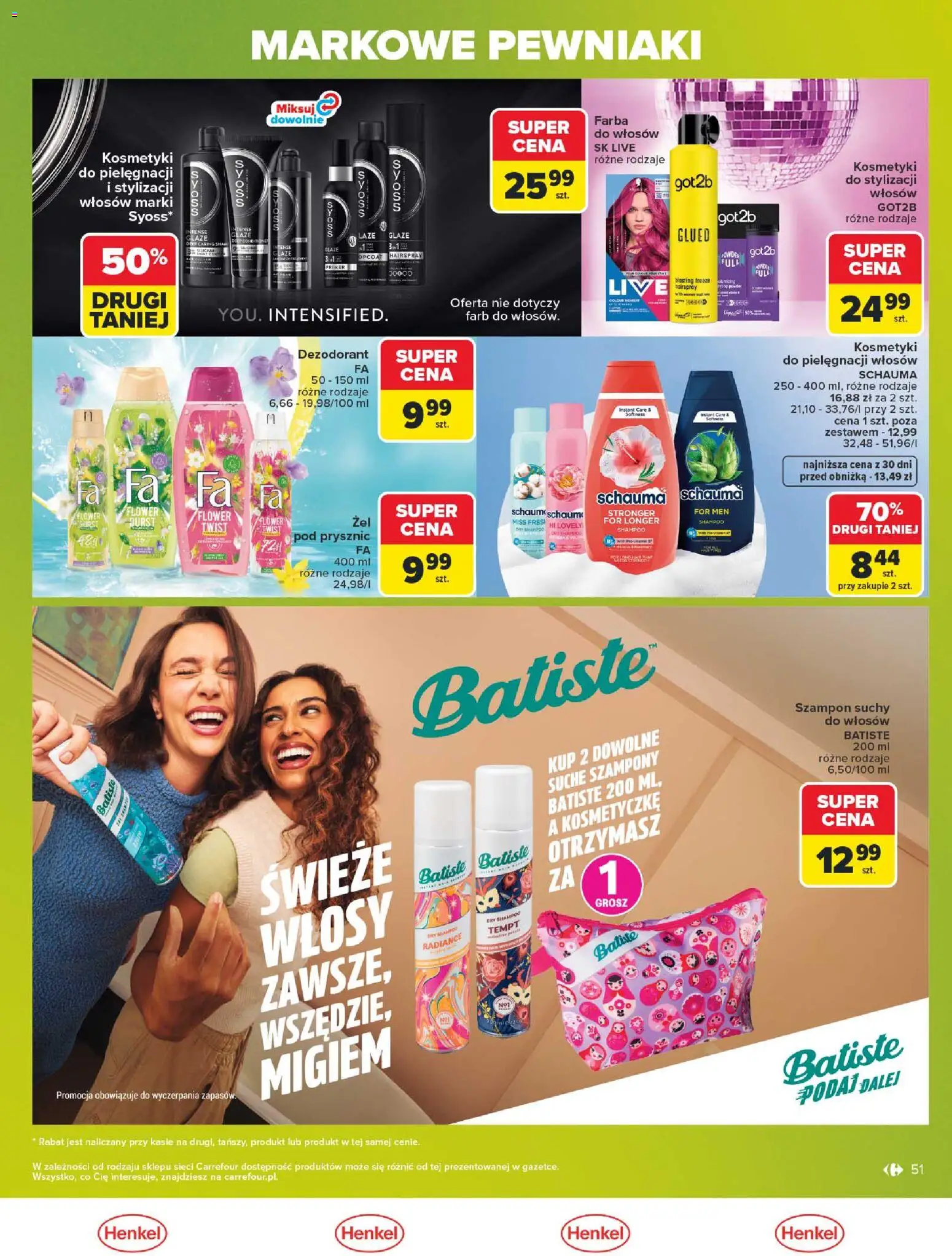 Carrefour gazetka - Markowe pewniaki od 20.07.2026 | Strona: 51 | Produkty: Kosmetyki, Prysznic, Szampon, Dezodorant