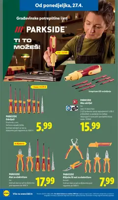 PARKSIDE Odvijači, 8 komada u setu. Od krom-vanadij čelika. Izolirani odvijači za rad na dijelovima pod naponom do 1000 V - Pregled kataloga iz trgovine Lidl, vrijedi od 27.04.2026 | Stranica: 34