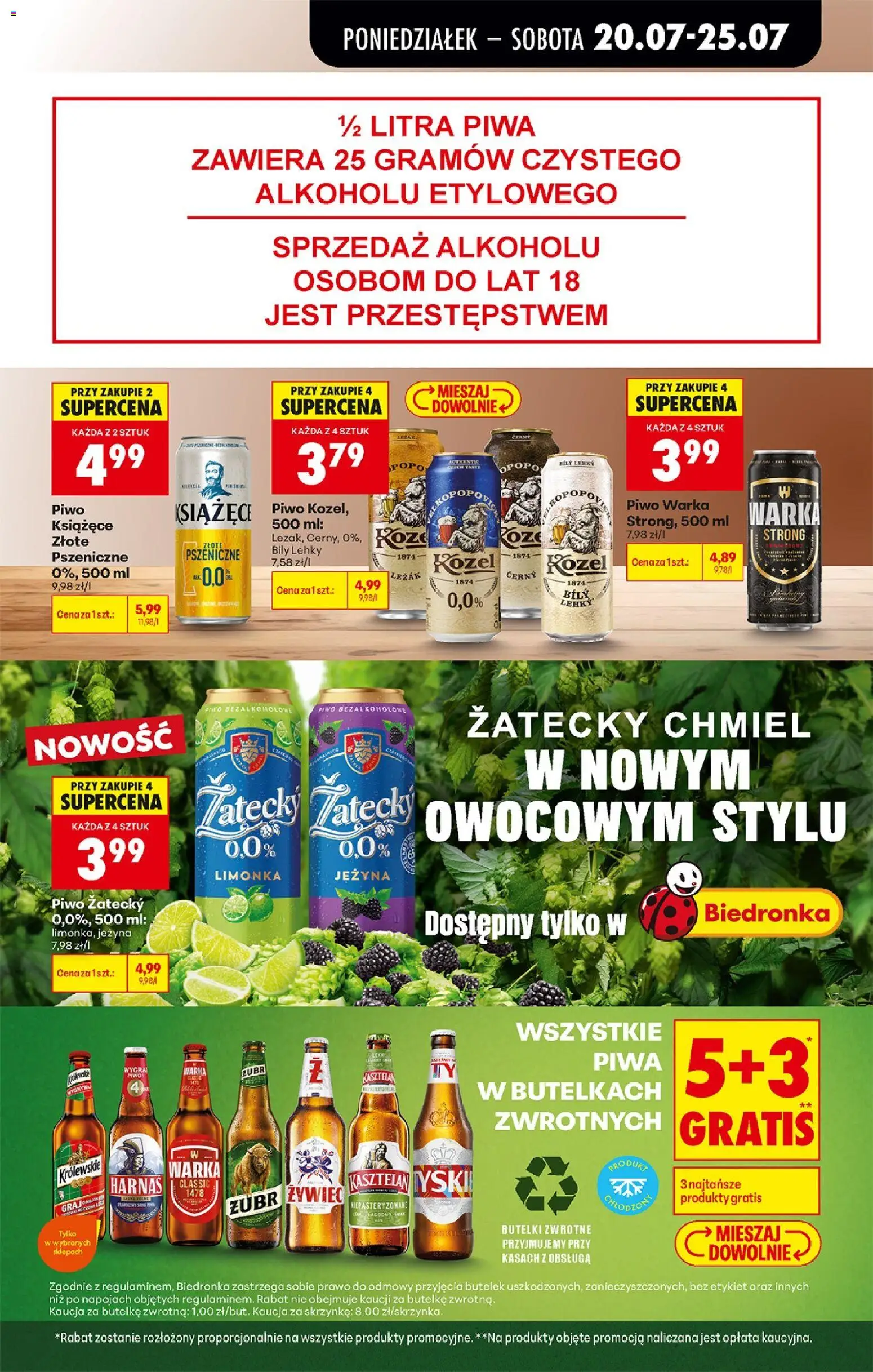 Biedronka gazetka od poniedziałku od 20.07.2026 | Strona: 69 | Produkty: Limonka, Leżak, Piwo Warka, Harnaś