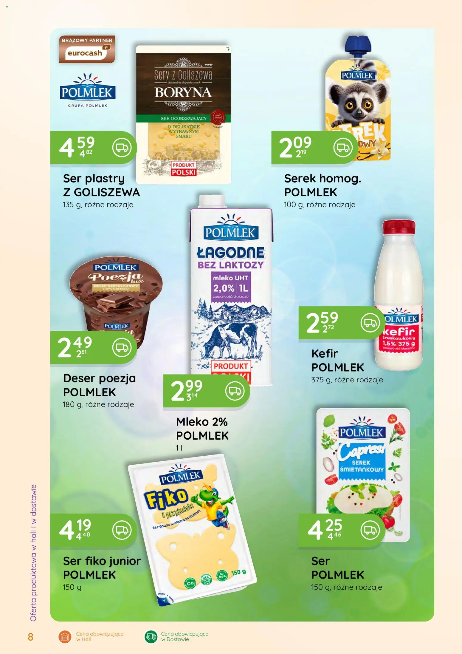 Eurocash gazetka - Oferta Handlowa od 01.06.2026 | Strona: 8 | Produkty: Kefir, Ser dojrzewający, Mleko, Ser gouda