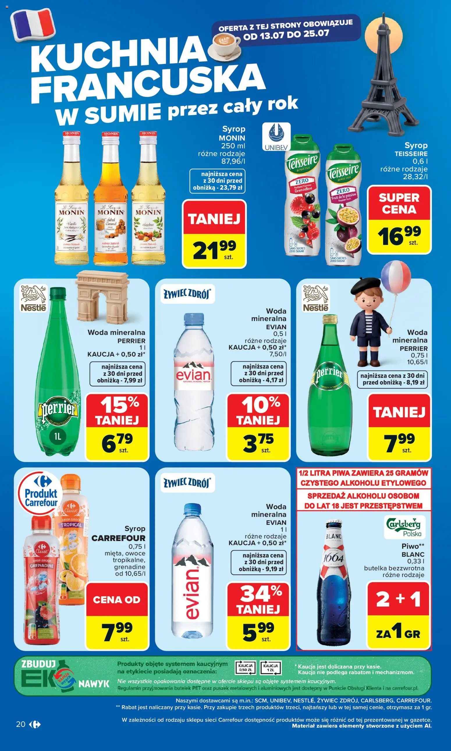 Carrefour gazetka od 13.07.2026 | Strona: 22 | Produkty: Syrop, Piwo, Woda, Owoce