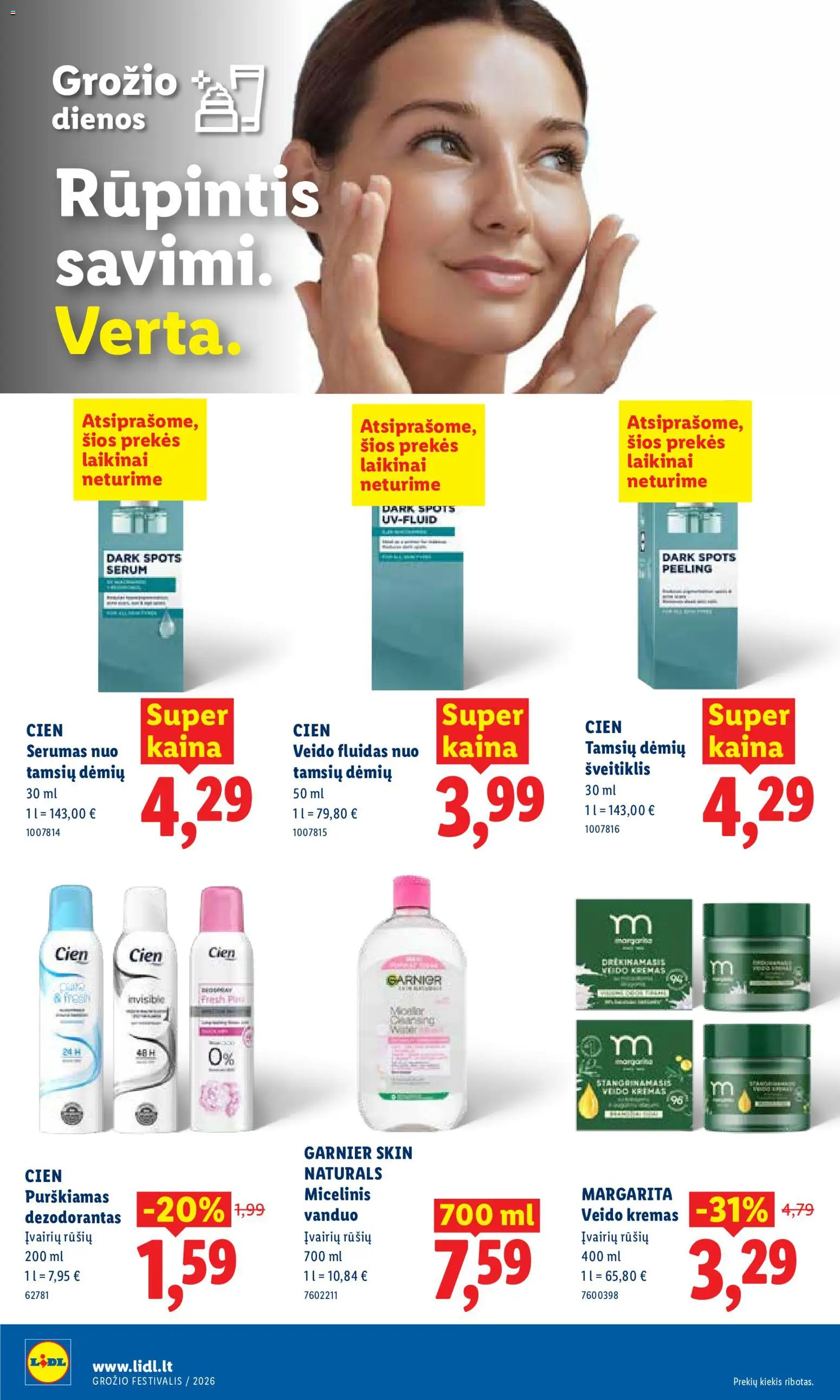 LIDL akcijos nuo 2026.08.03 | Puslapis: 32 | Prekių: Vanduo, Šveitiklis, Micelinis vanduo, Dezodorantas