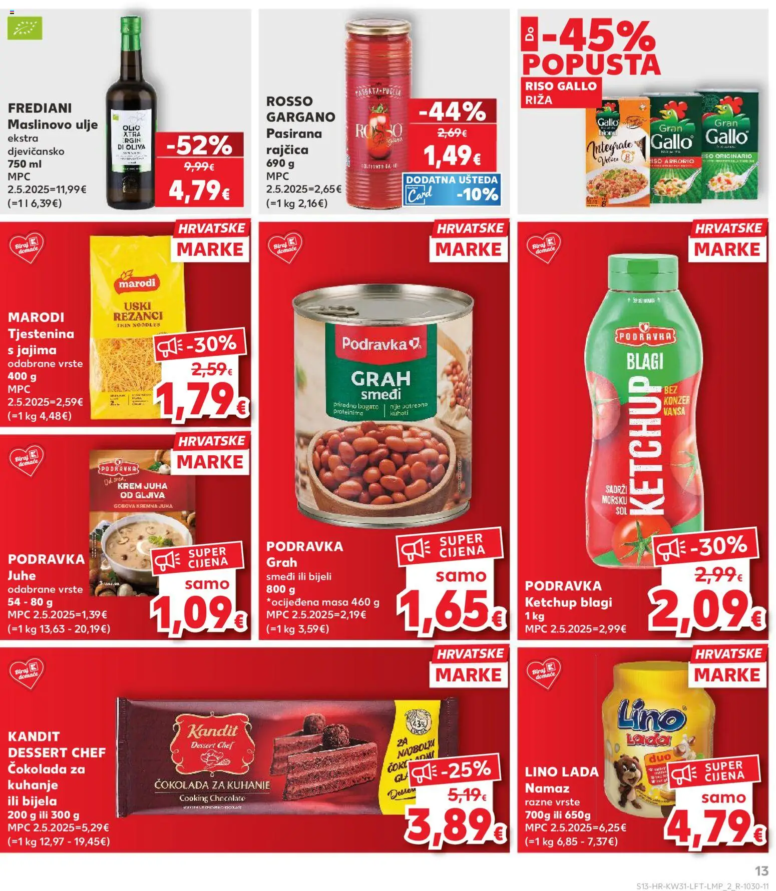 Kaufland katalog | vrijedi od 29.07.2026 | Stranica: 13 | Proizvodi: Ulje, Maslinovo ulje, Rajčica, Namaz