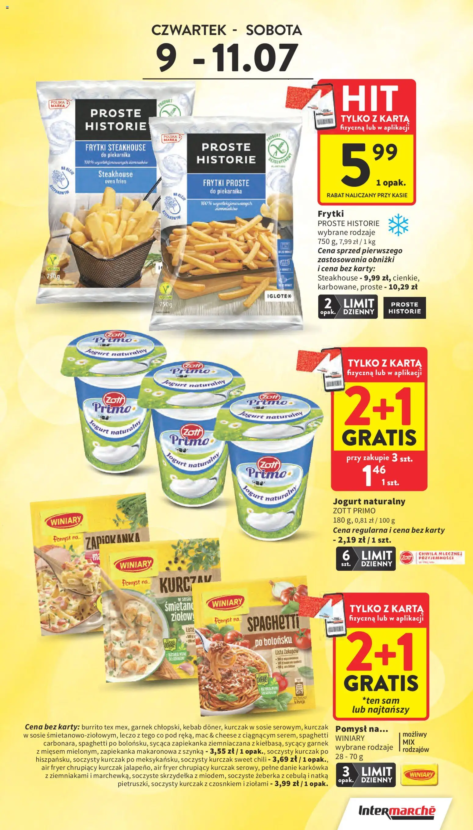 Intermarche gazetka od 09.07.2026 | Strona: 3 | Produkty: Szynka, Jogurt, Śmietana, Frytki