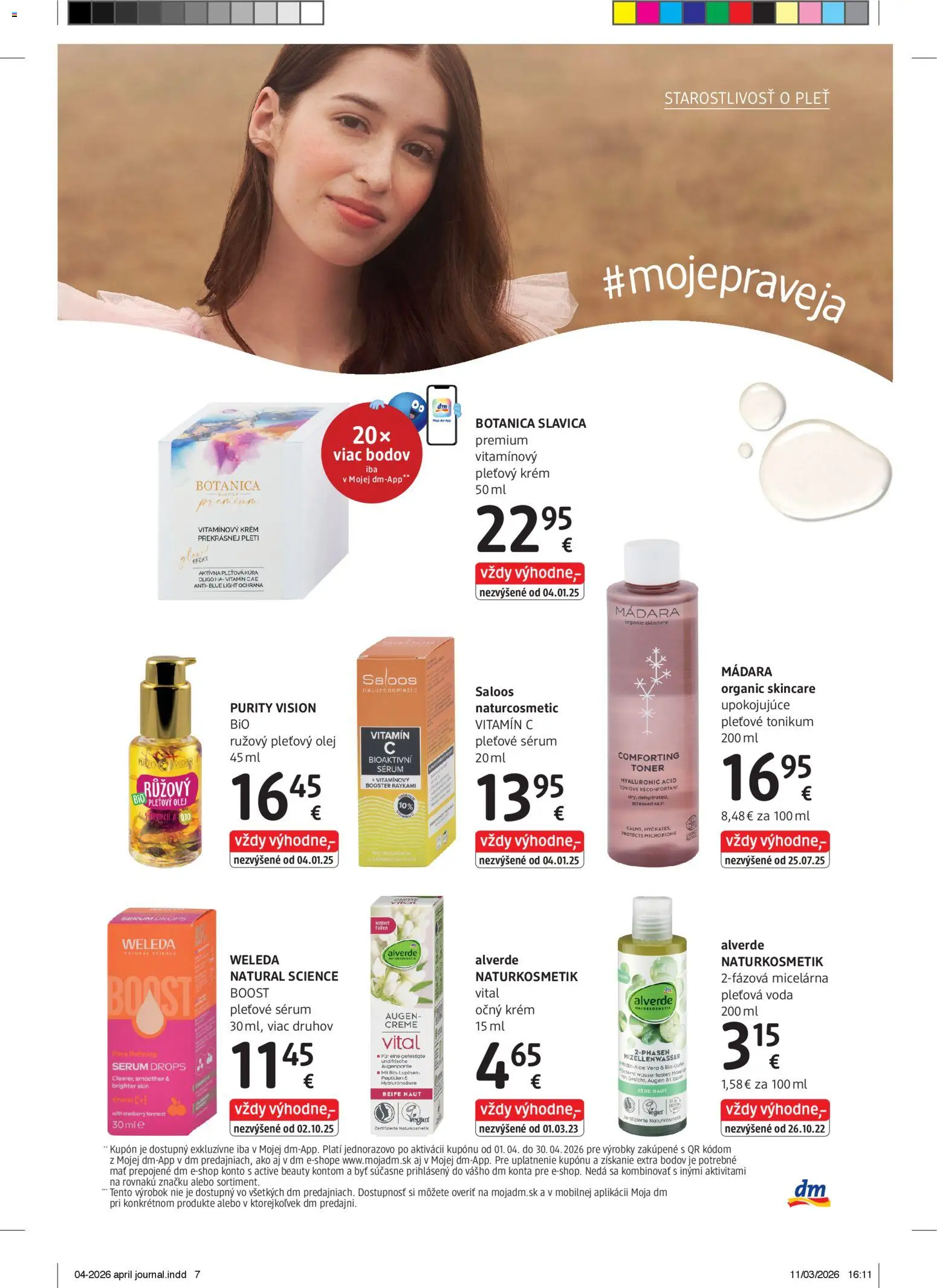 Nové dm drogerie akcie – leták je platný od 01.04.2026 | Strana: 7 | Produkty: Weleda, Krém, Voda, Toner