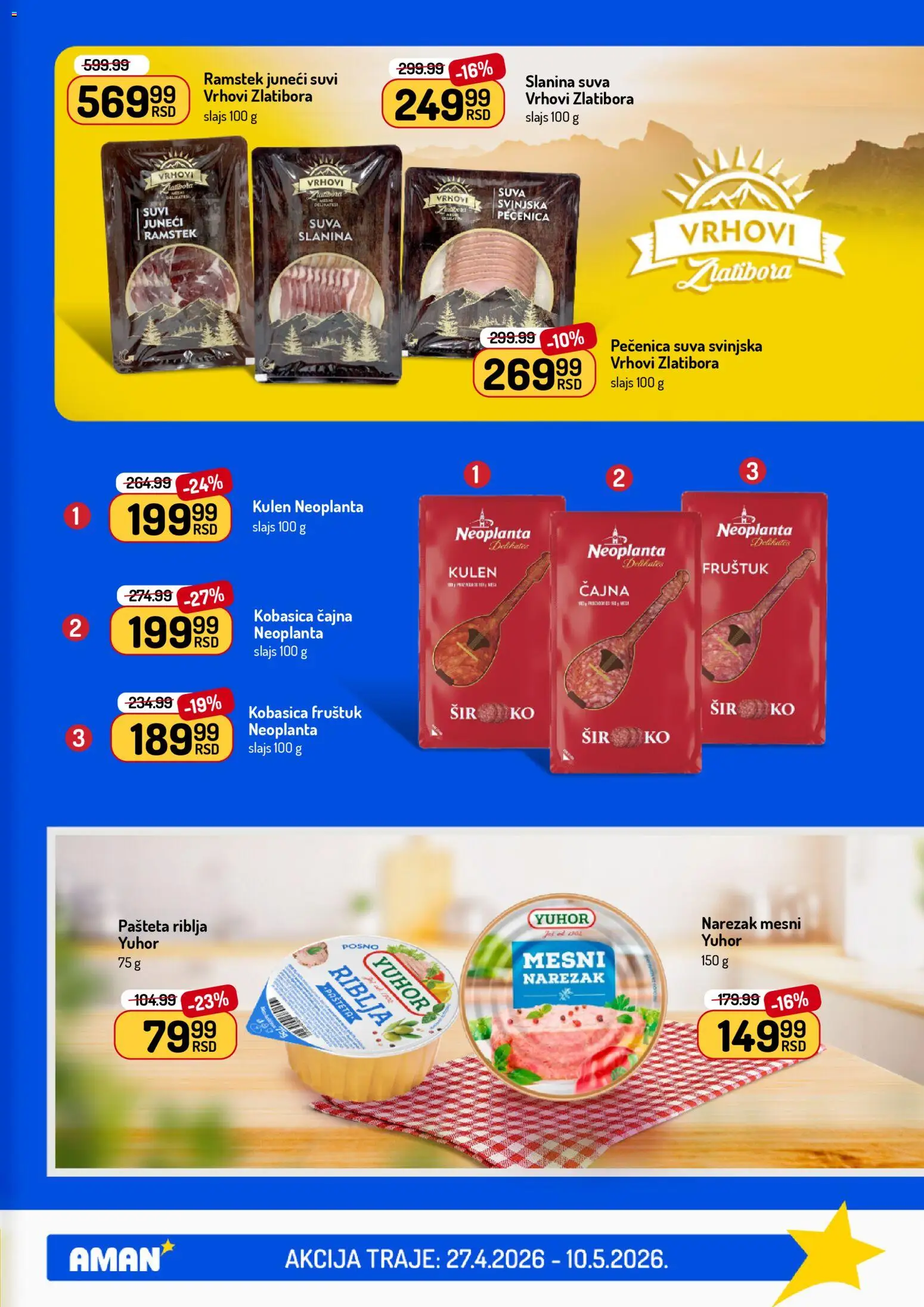 Aman katalog - važi od 27.04.2026 | Strana: 7 | Proizvode: Kulen, Narezak, Slanina, Pašteta