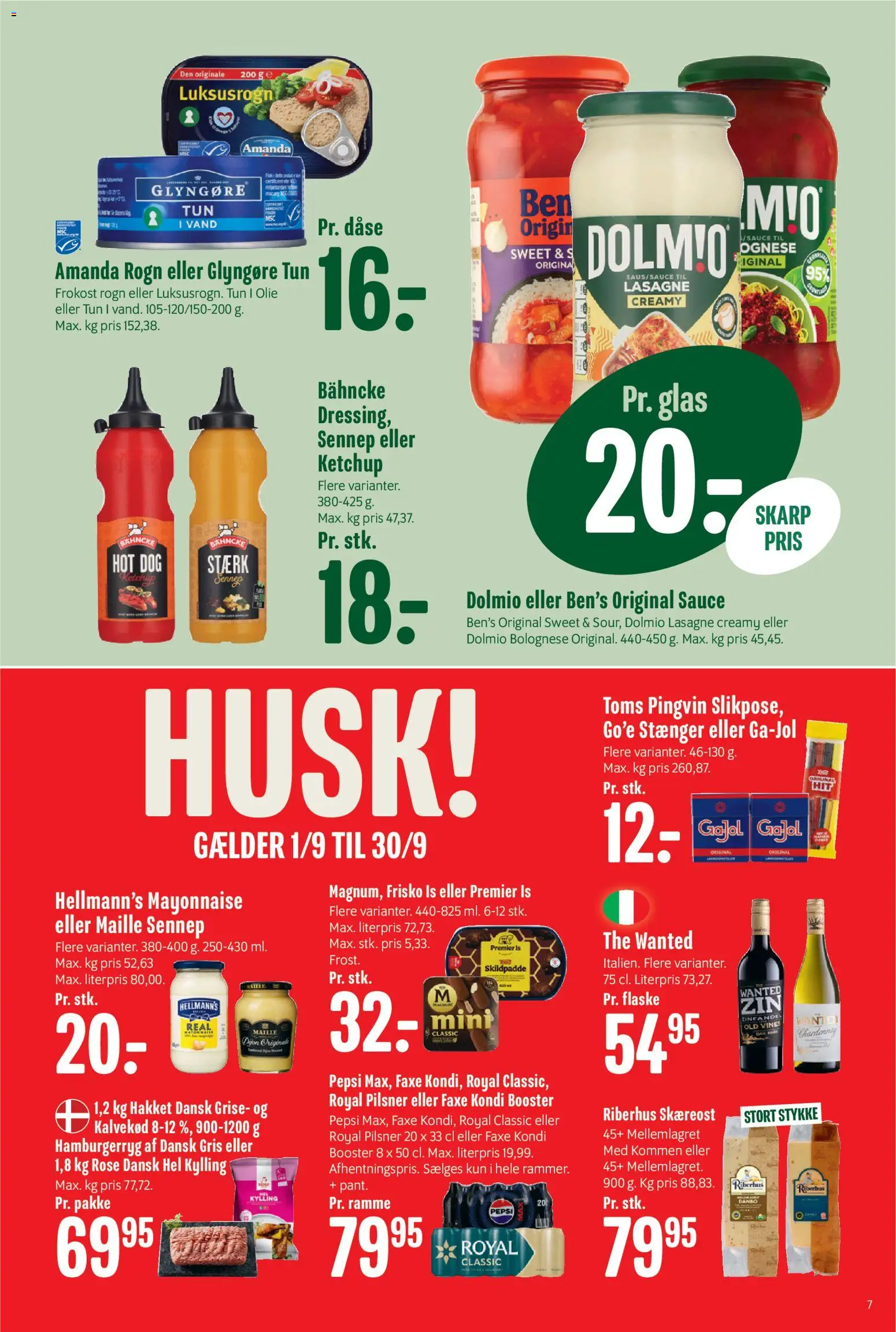 Min Købmand tilbudsavis – gyldig fra 18/09/2026 | Side: 7 | Produkter: Is, Faxe Kondi, Lasagne, Pepsi