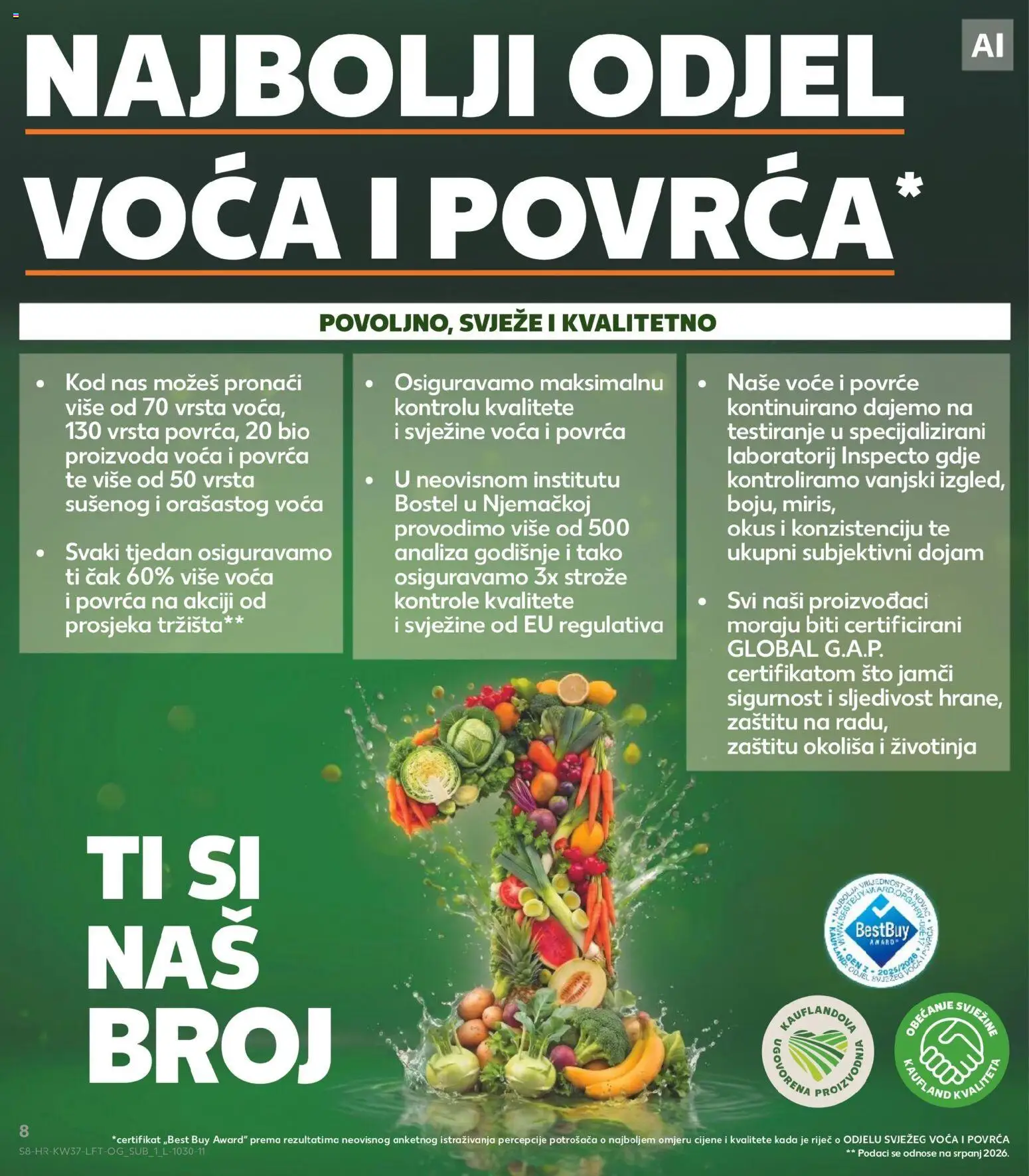 Kaufland katalog | vrijedi od 09.09.2026 | Stranica: 8 | Proizvodi: Povrće, Voće