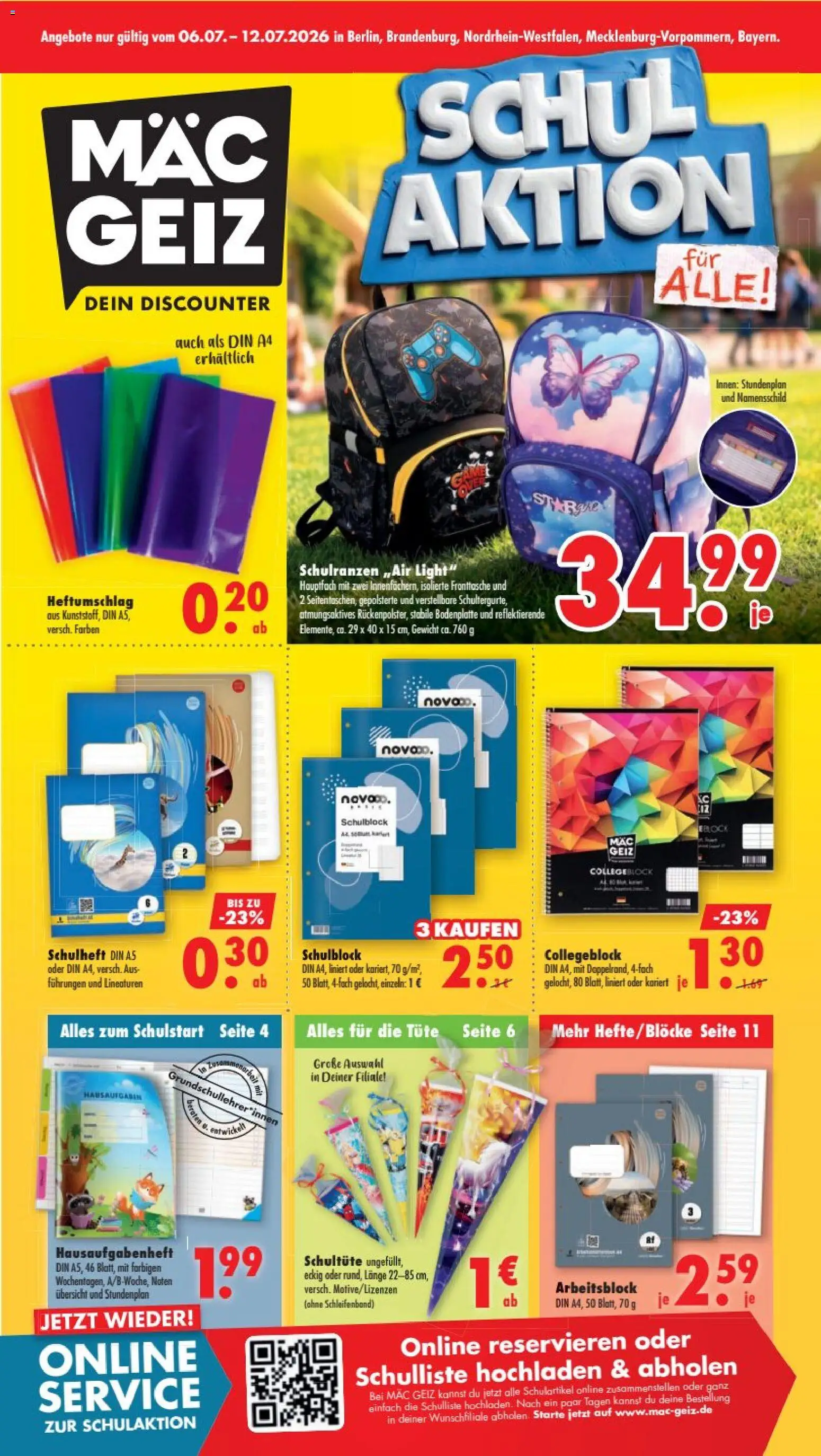 Mäc Geiz Schulaktion – gültig ab 06.07.2026 | Seite: 1 | Produkte: Gewicht