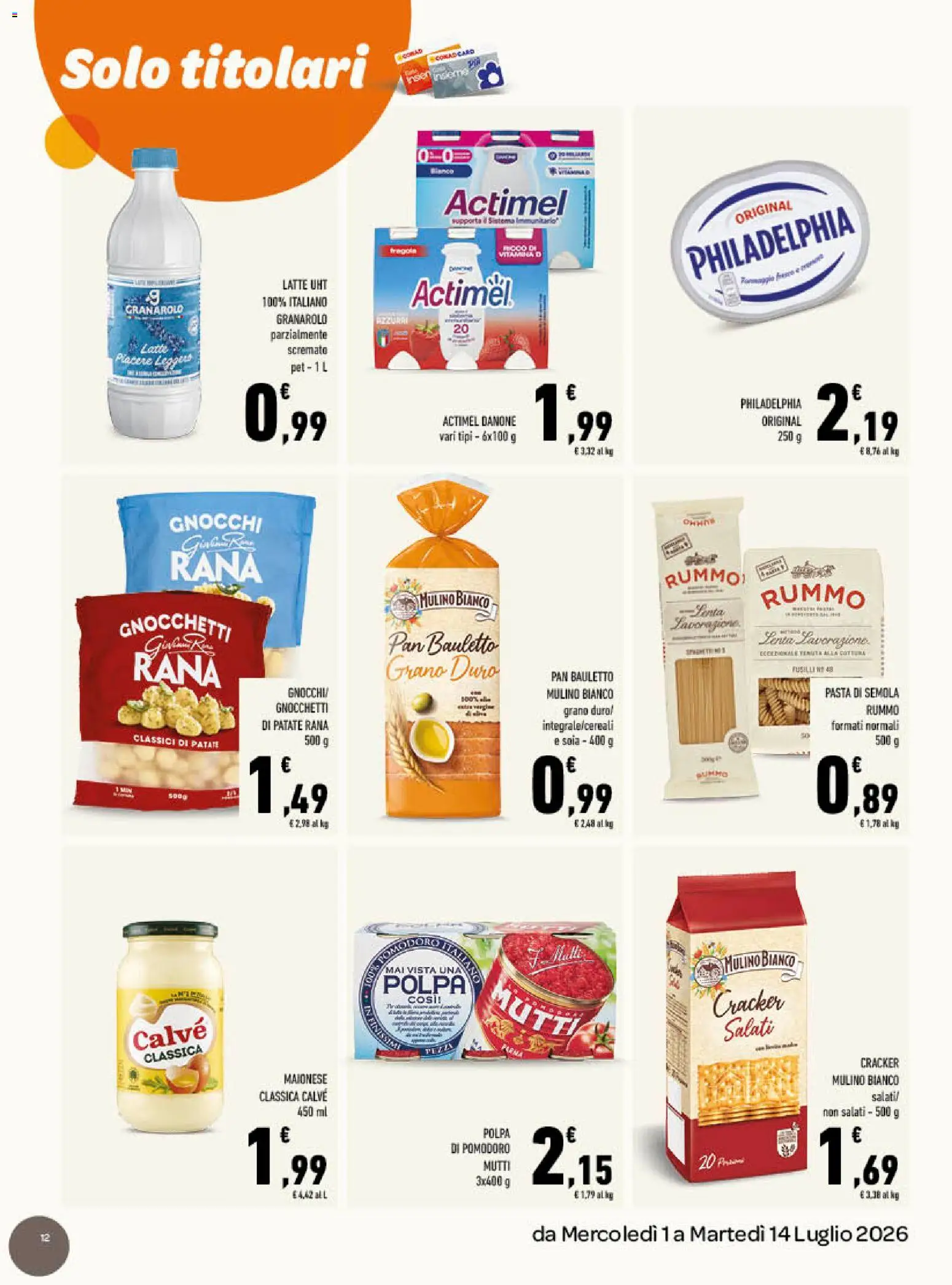Volantino Conad del 01/07/2026 | Pagina: 12 | Prodotti: Pomodoro, Pasta, Crackers, Gnocchi