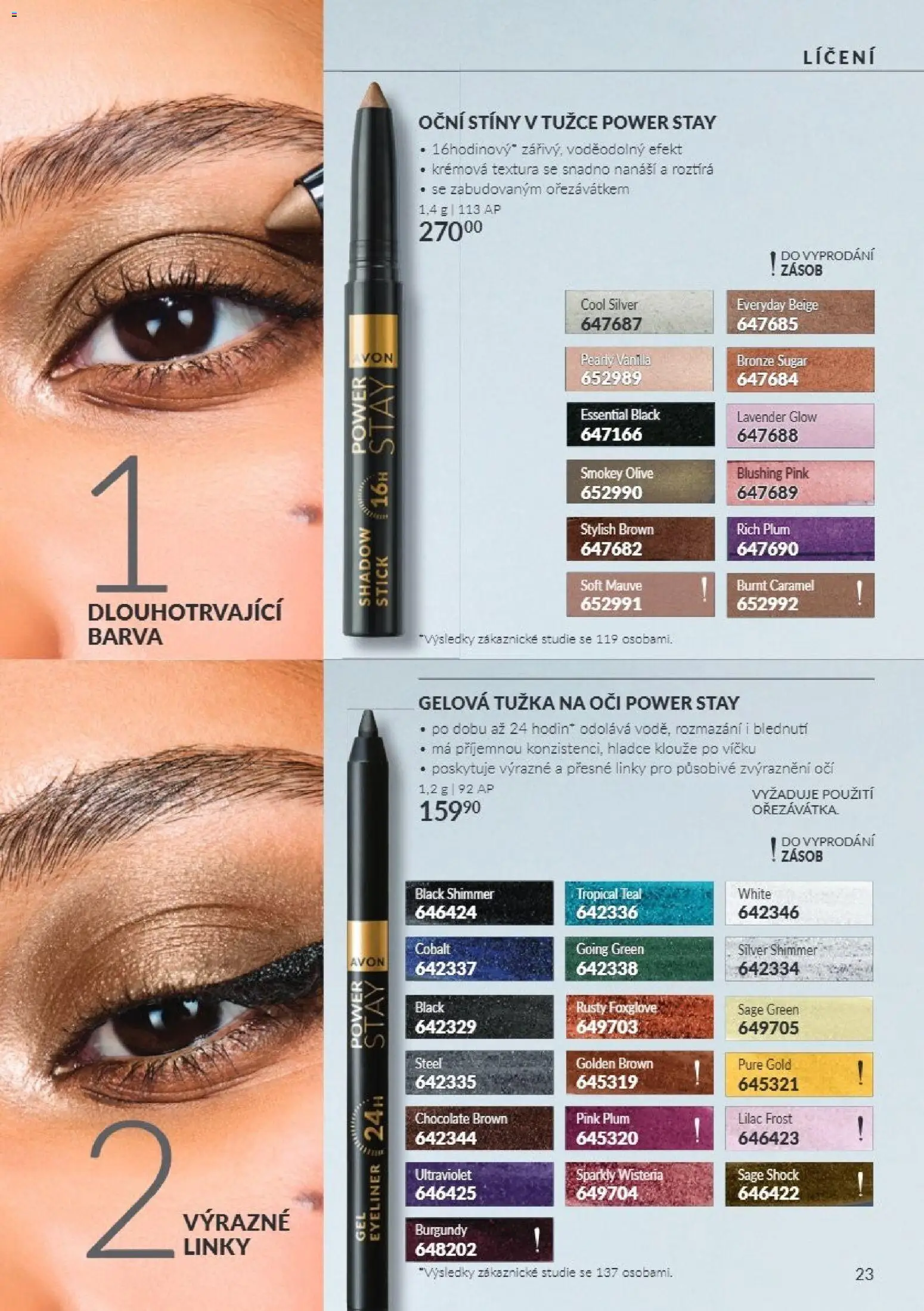 Avon Katalog 10/2026 od 01.10.2026 | Strana: 23 | Produkty: Tužka, Oční stíny, Tužka na oči