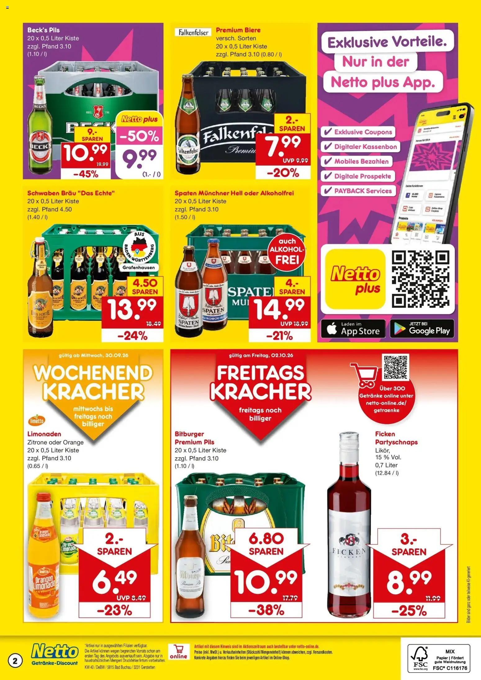 Netto Marken-Discount Prospekt Bad Buchau (ab 28.09.2026) » Angebote | Seite: 2 | Produkte: Bitburger, Bad, Bilder, Alkohol