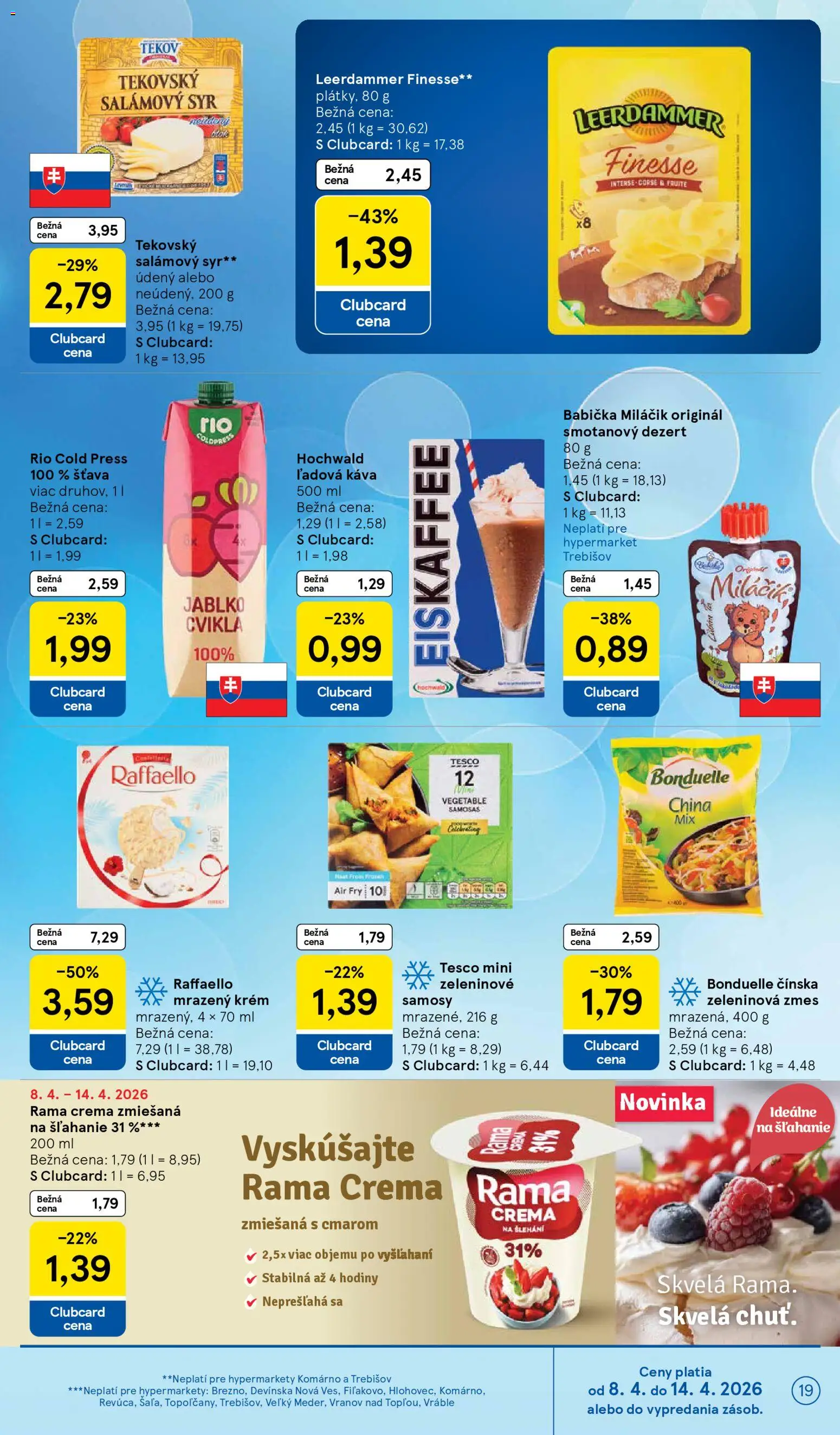 Nové Tesco akcie – leták je platný od 08.04.2026 | Strana: 19 | Produkty: Hodiny, Káva, Krém