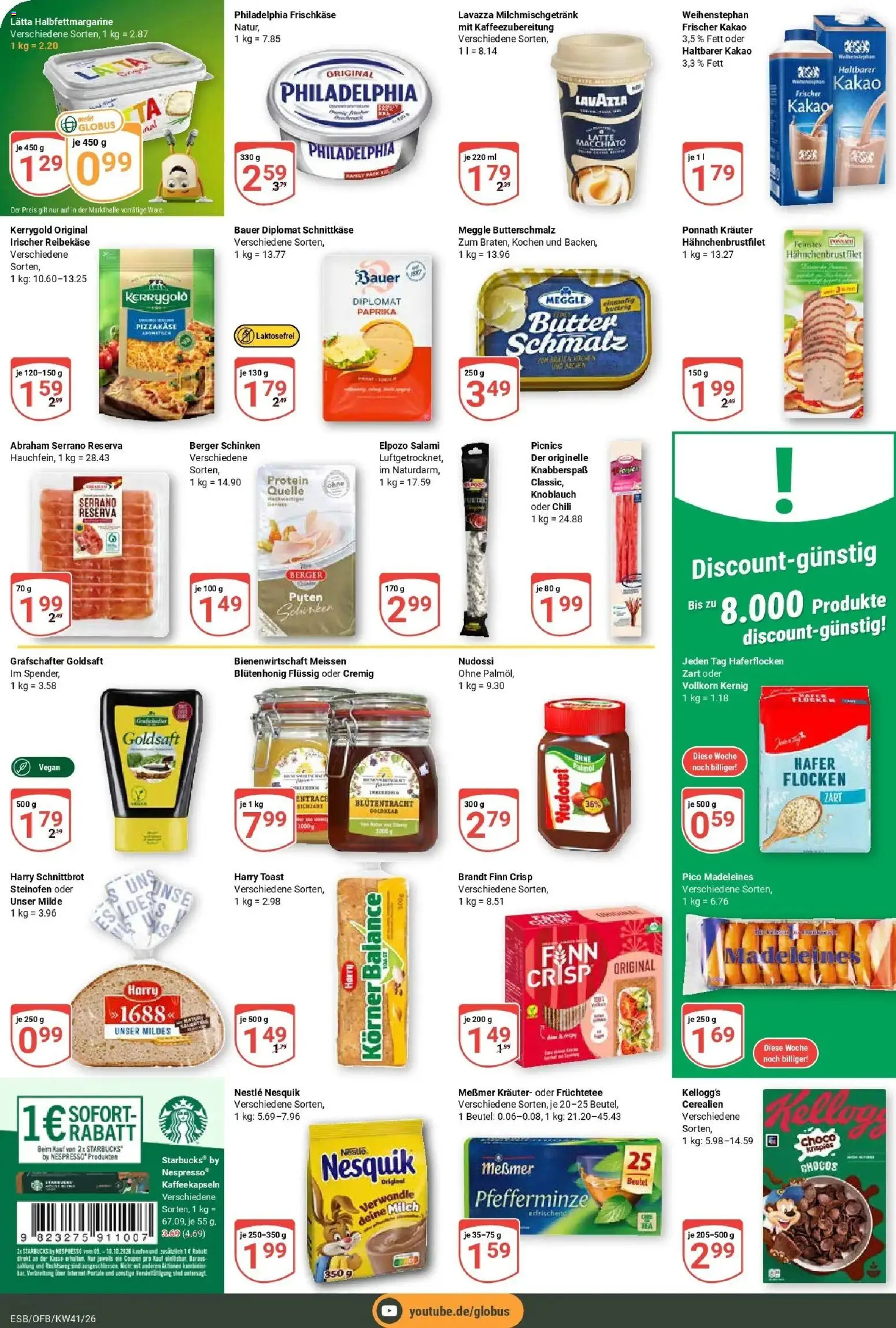 Globus Prospekt Eschborn (ab 05.10.2026) » Angebote online | Seite: 14 | Produkte: Milch, Philadelphia, Paprika, Salami