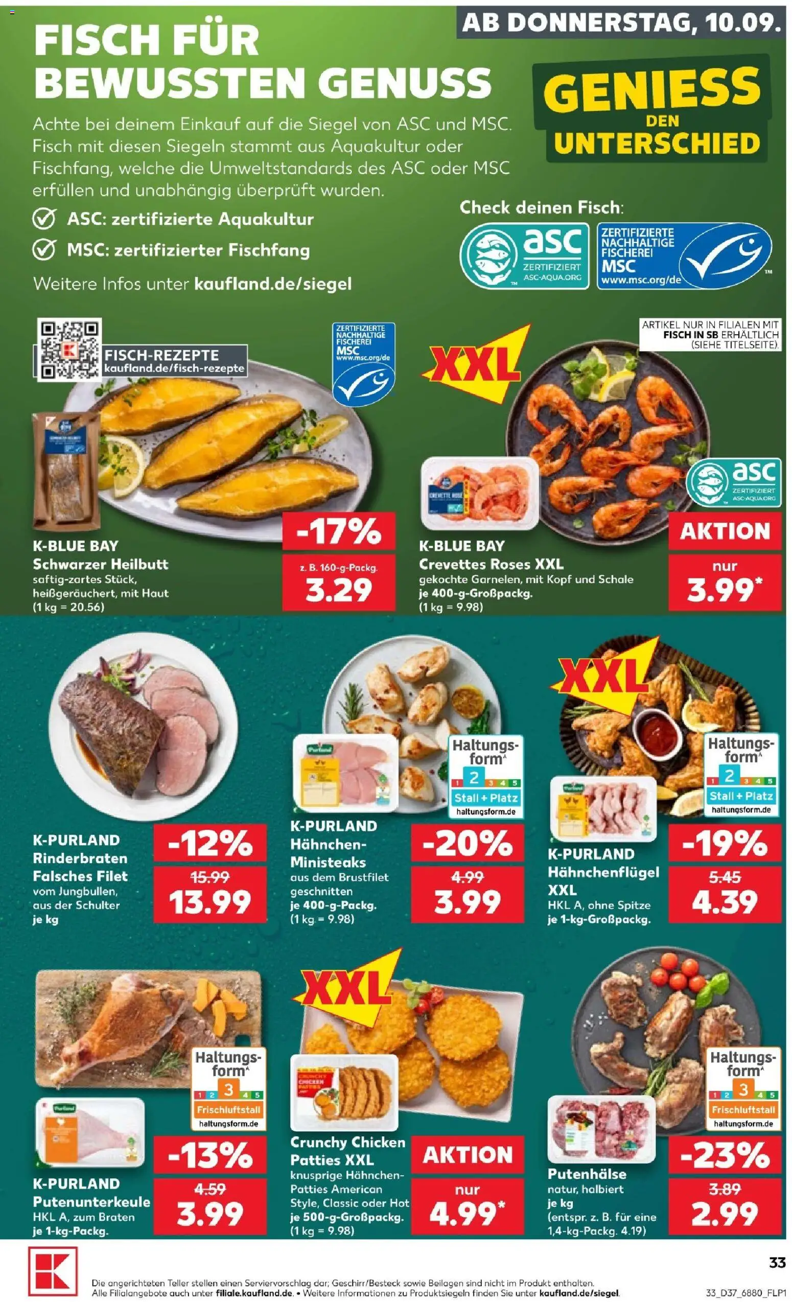 Kaufland Prospekt Völklingen – gültig ab 10.09.2026 | Seite: 33 | Produkte: Beilagen, Hahnchen, Fisch, Schulter