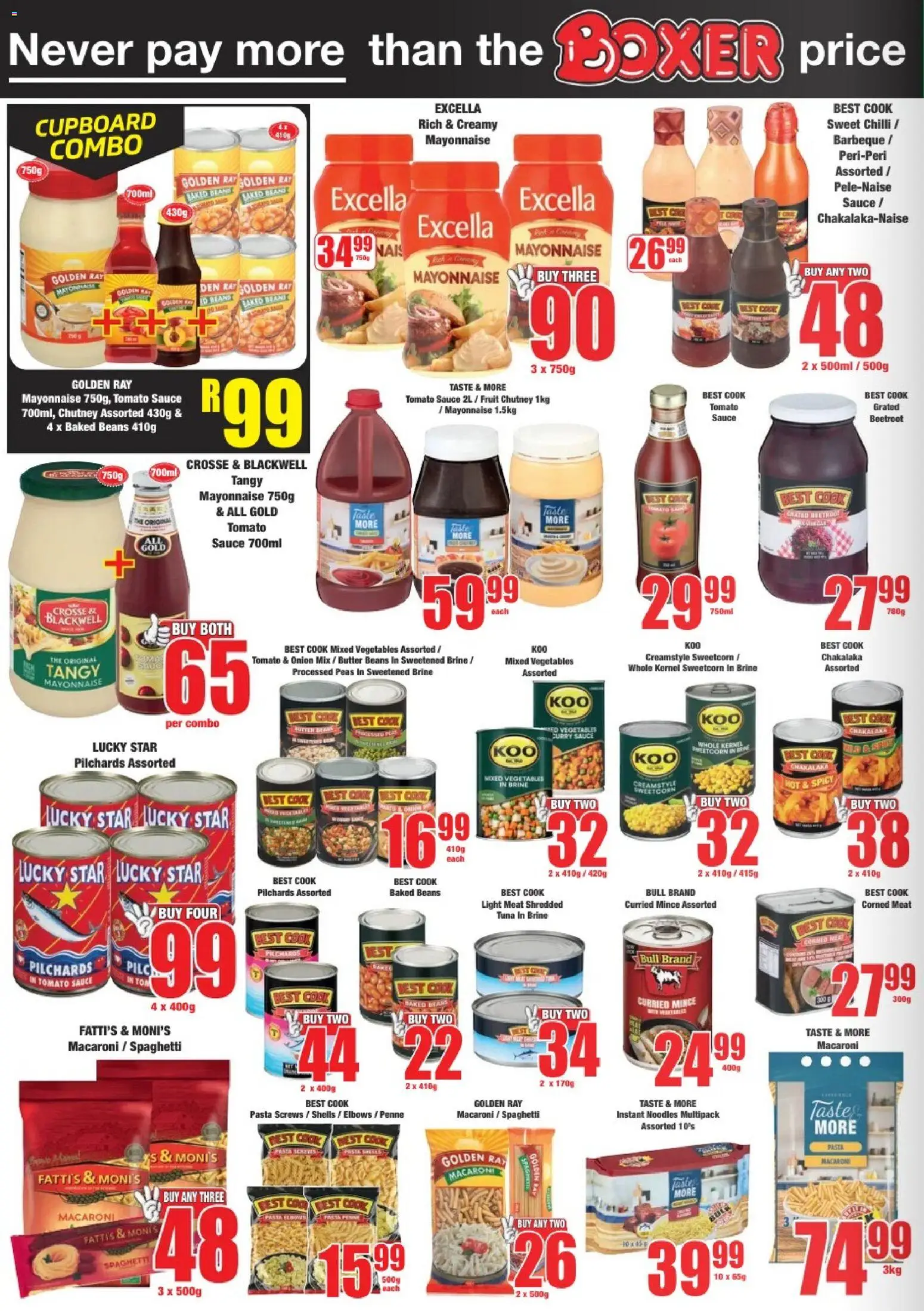 New Boxer catalogue – valid from 09.03.2026 | Page: 6 | Products: Corned meat, Tuna, Pasta, Mayonnaise