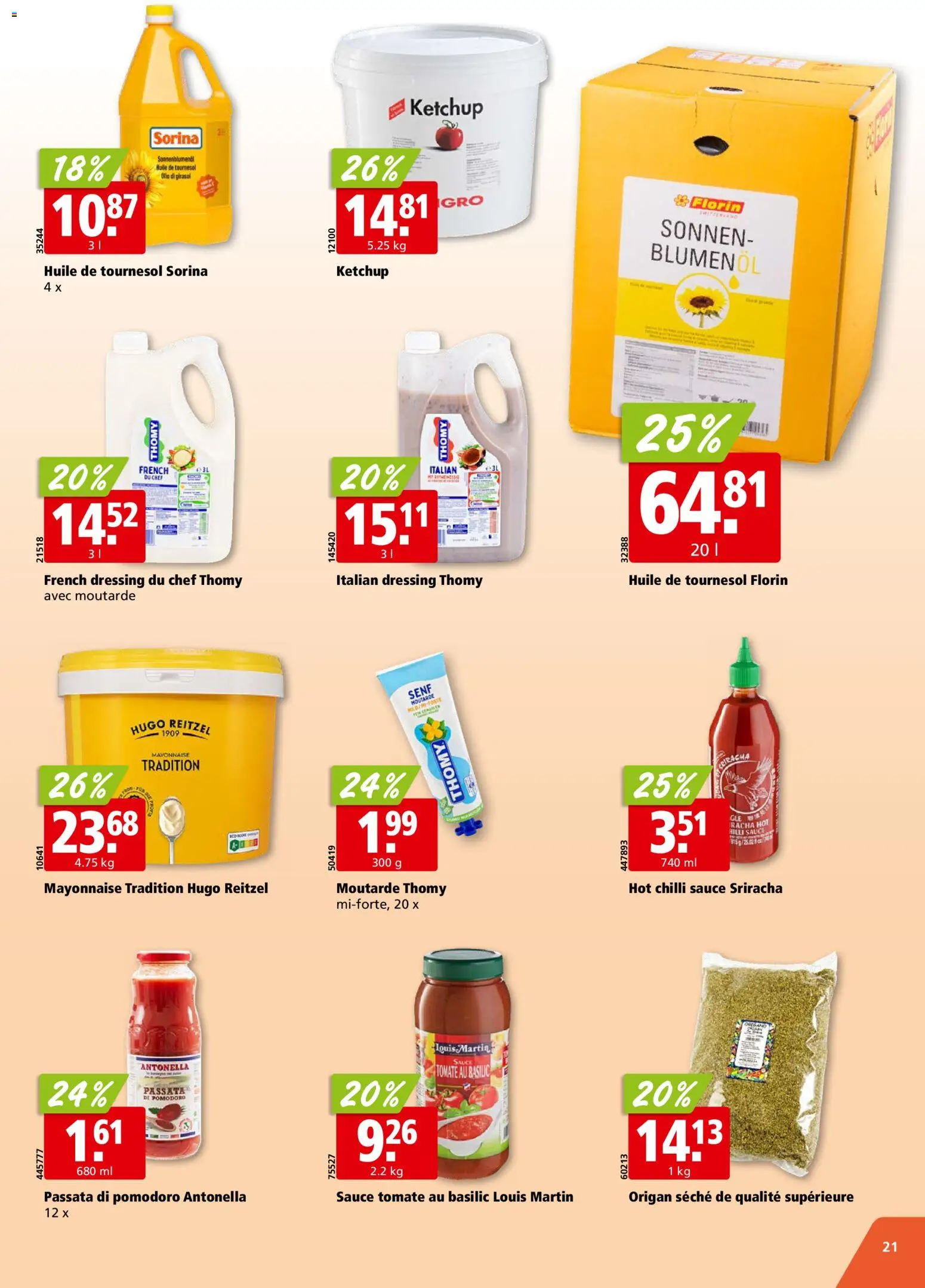 Aligro aktionen Chavannes, Matran, Genève, Sion – gültig ab 10.08.2026 | Seite: 21 | Produkte: Dressing, Ketchup, Mayonnaise