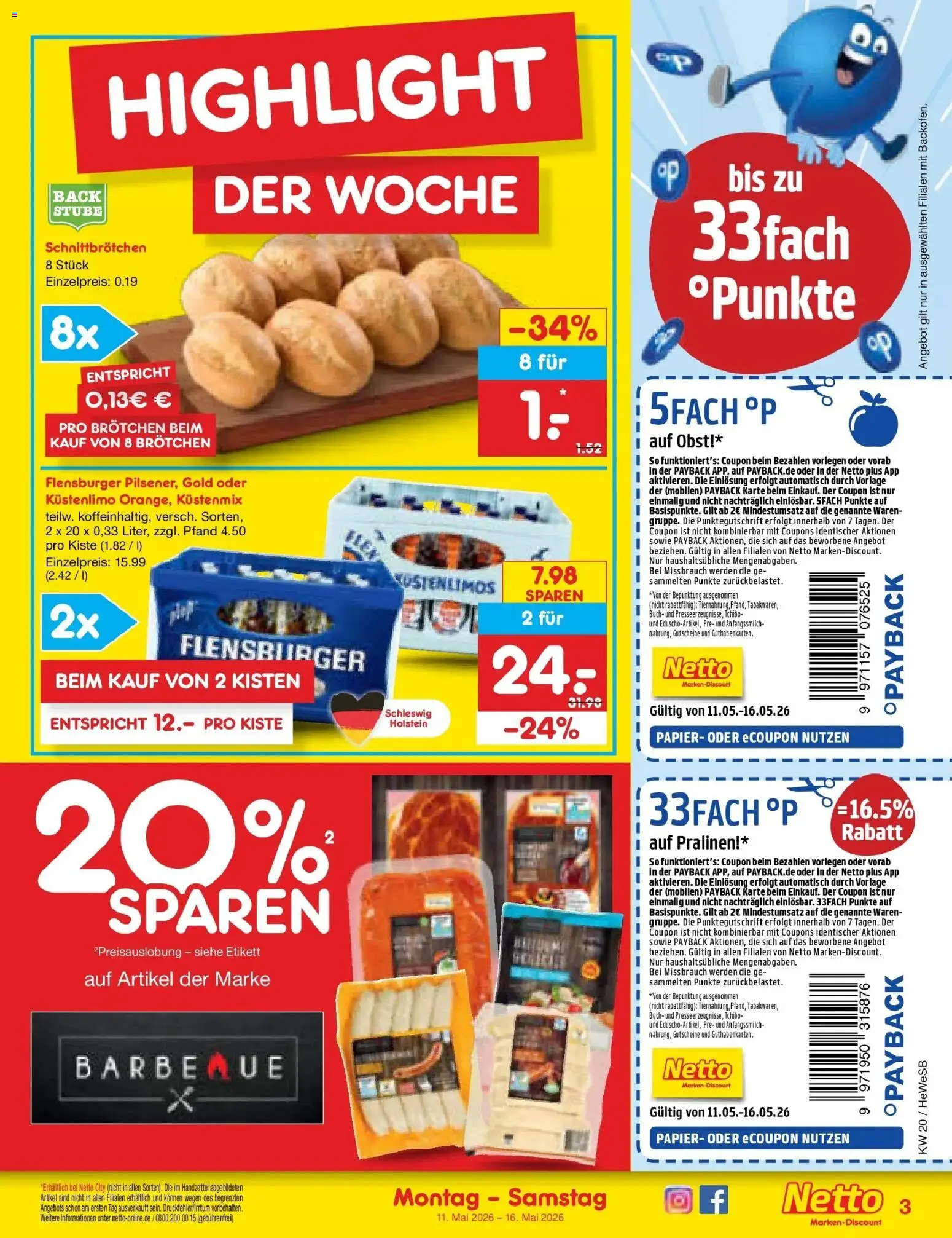 Netto Marken-Discount Prospekt Hamburg	 – gültig ab 10.05.2026 | Seite: 3 | Produkte: Flensburger, Obst