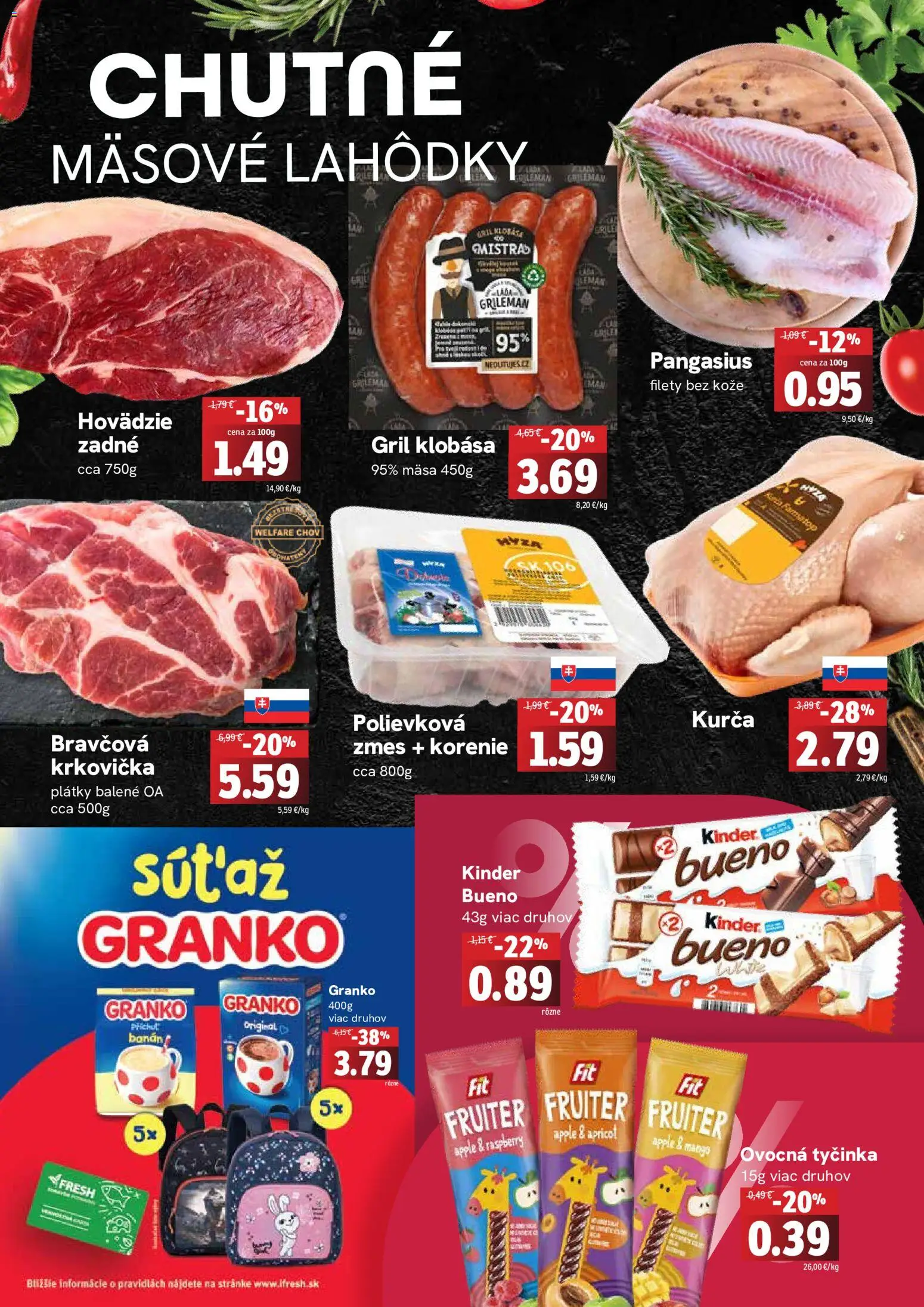 Nové Fresh akcie – leták je platný od 28.05.2026 | Strana: 2 | Produkty: Gril, Kinder, Kinder Bueno, Granko