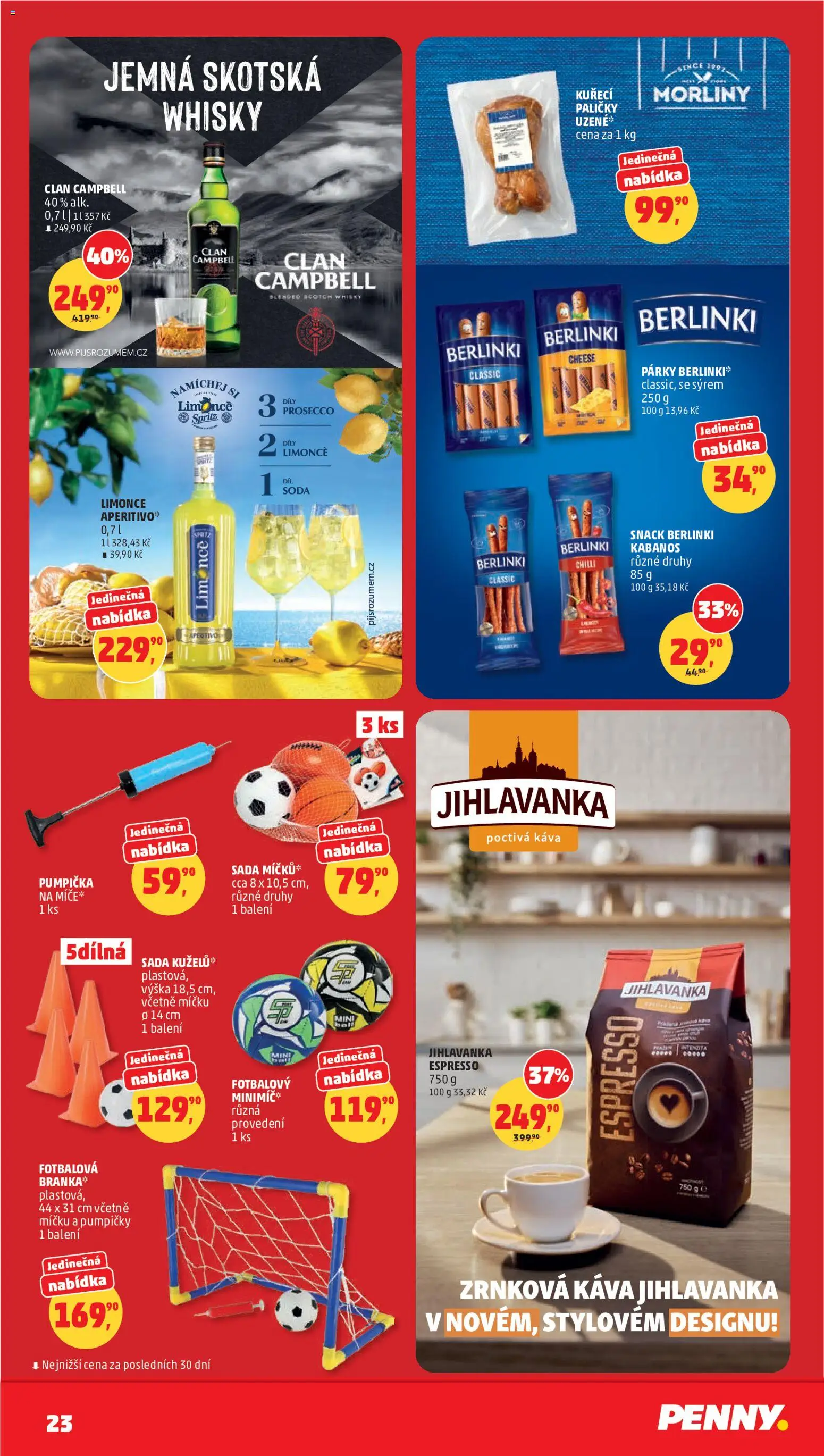 Penny Market leták od 17.06.2026 | Strana: 23 | Produkty: Prosecco, Párky, Whisky, Kabanos
