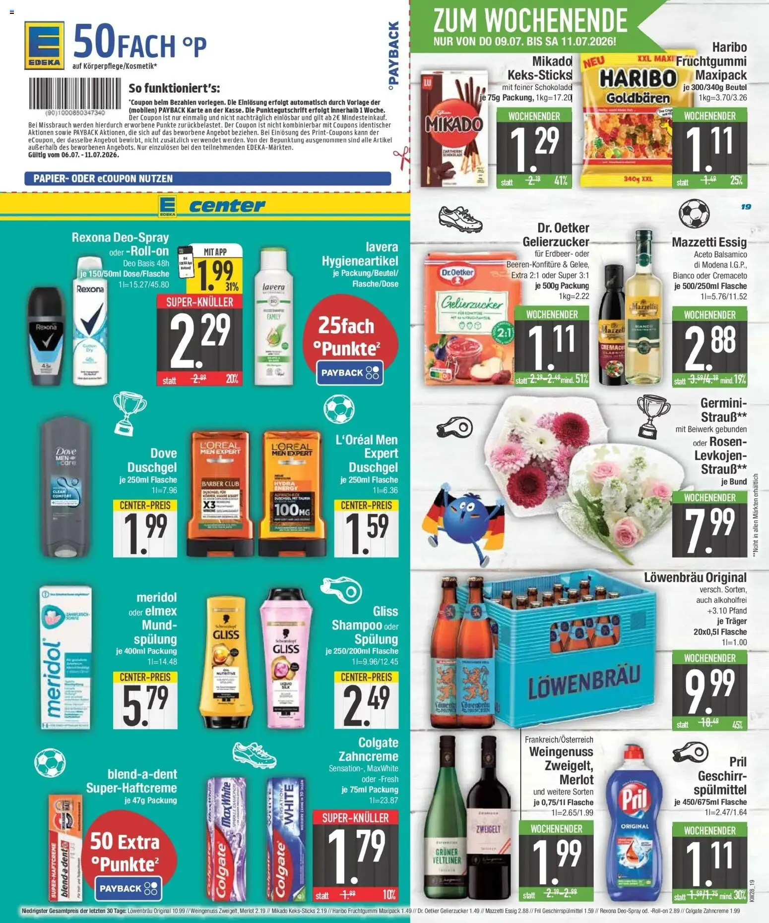 E center Wochenangebote – gültig ab 06.07.2026 | Seite: 19 | Produkte: Gelierzucker, Balsamico, Merlot, Geschirrspülmittel