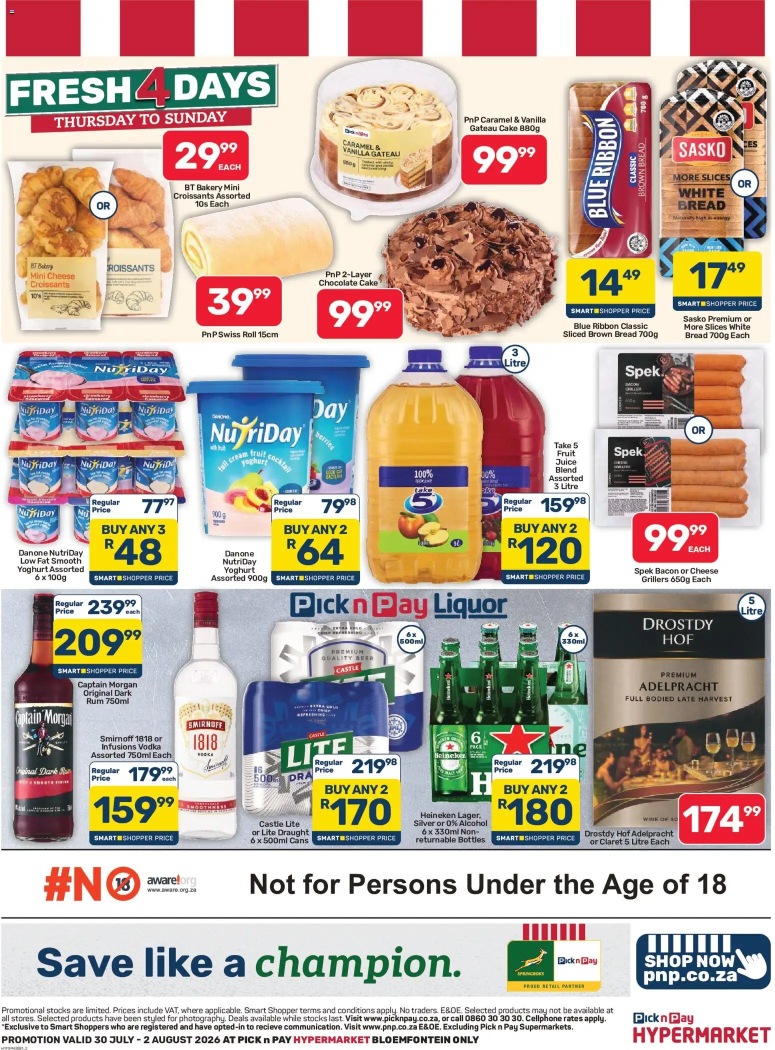 New Pick n Pay catalogue – valid from 30/07/2026 | Page: 2 | Products: Cake, Bread, Cream, Caramel