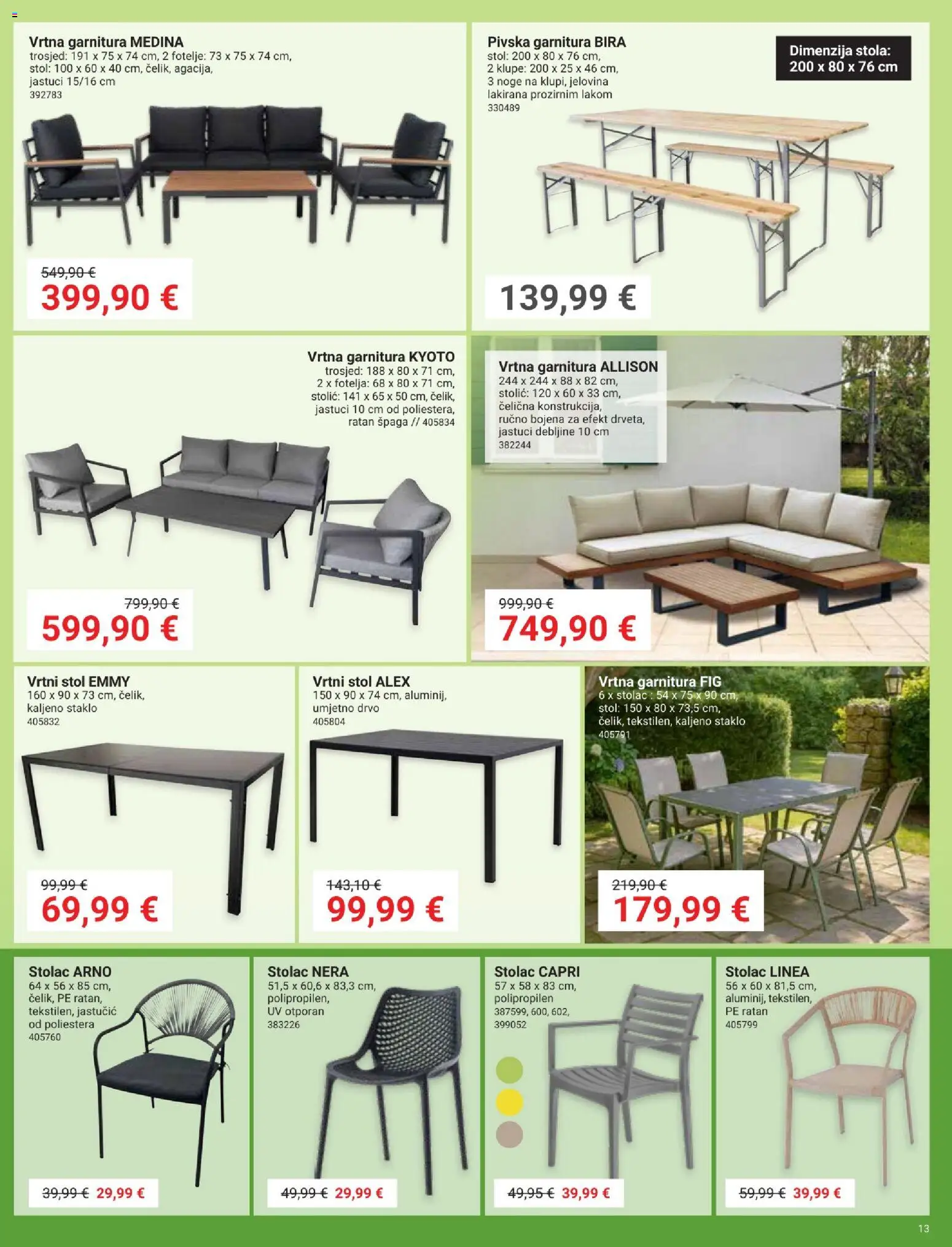 Pevex katalog | vrijedi od 28.05.2026 | Stranica: 13 | Proizvodi: Trosjed, Fotelja, Stol, Vrtna garnitura