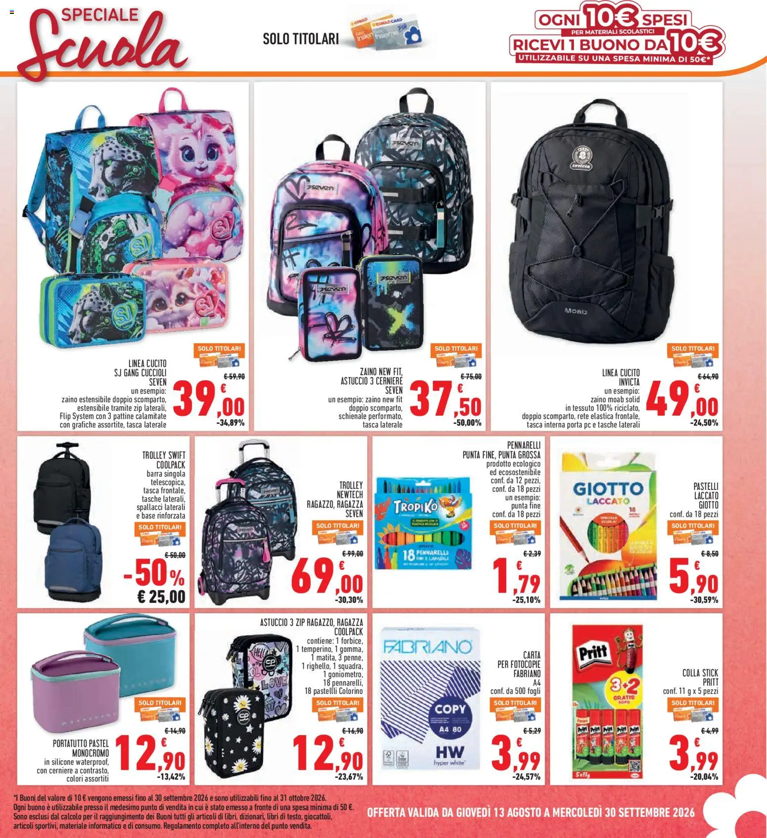 Volantino Conad del 13/08/2026 | Pagina: 27 | Prodotti: PC, Silicone, Pennarelli, Tasche