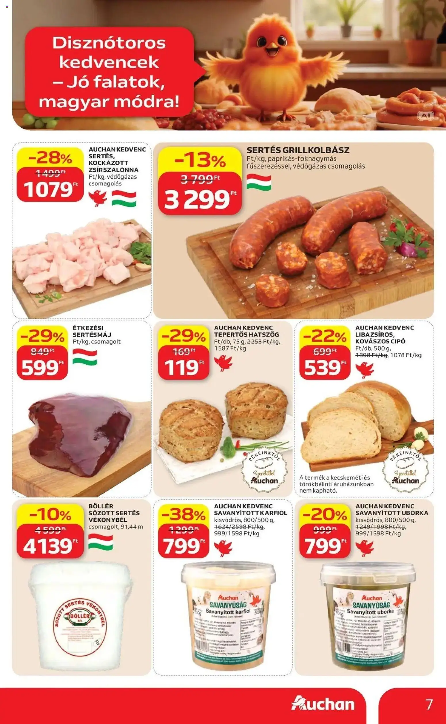 Auchan akciós újság Szolnok - 2026.10.22. -tól/töl > akció, lapozható szórólap 🛍️ | Oldal: 7 | Termékek: Karfiol, Sertésmáj, Uborka, Savanyúság