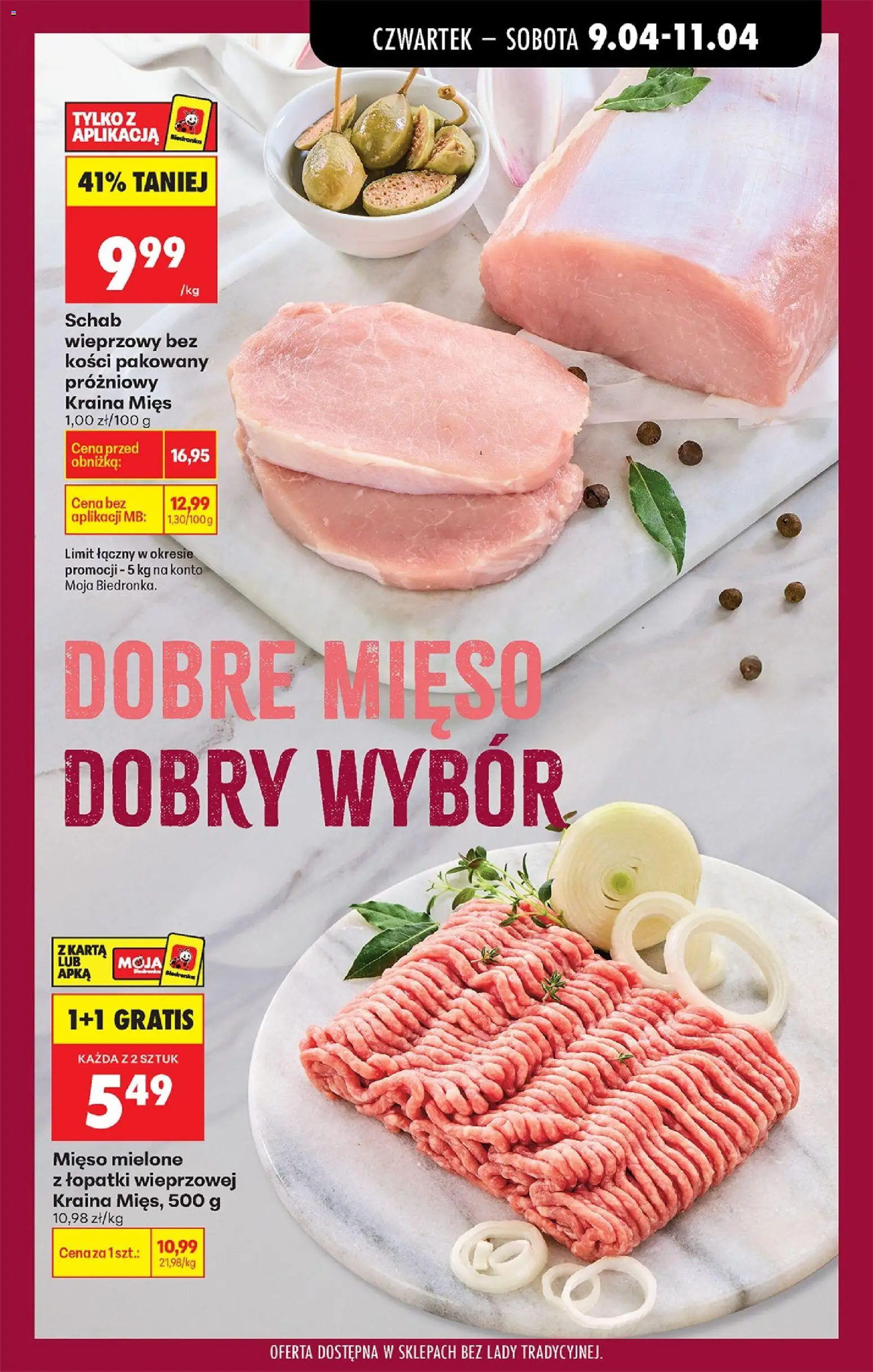 Biedronka gazetka od czwartku od 09.04.2026 | Strona: 33 | Produkty: Schab, Mięso, Kraina mięs, Mięso mielone