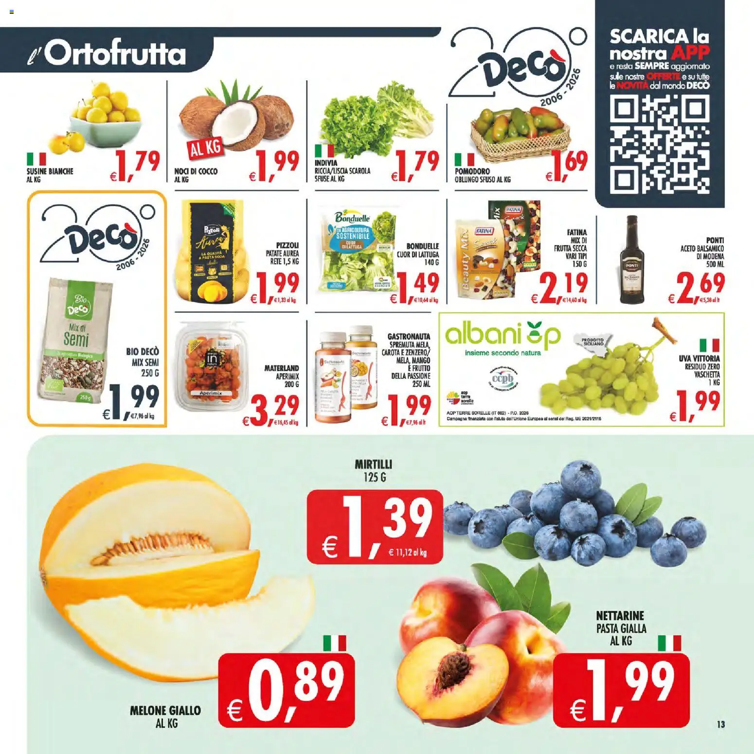 Volantino Decò del 10/07/2026 | Pagina: 13 | Prodotti: Pomodoro, Pasta, Melone, Lattuga