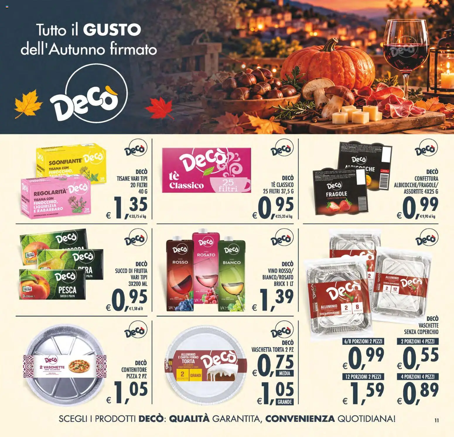 Volantino Decò del 23/10/2026 | Pagina: 11 | Prodotti: Coperchio, Frutta, Vino, Succo di frutta