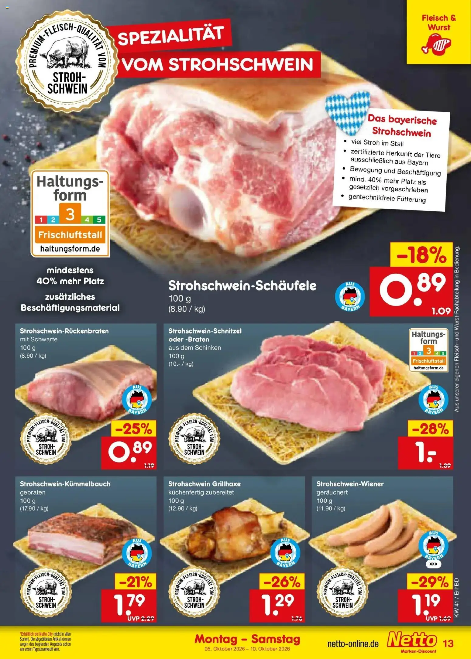 Netto Marken-Discount Prospekt Ergolding – gültig ab 05.10.2026 | Seite: 13 | Produkte: Wurst, Schinken, Fleisch
