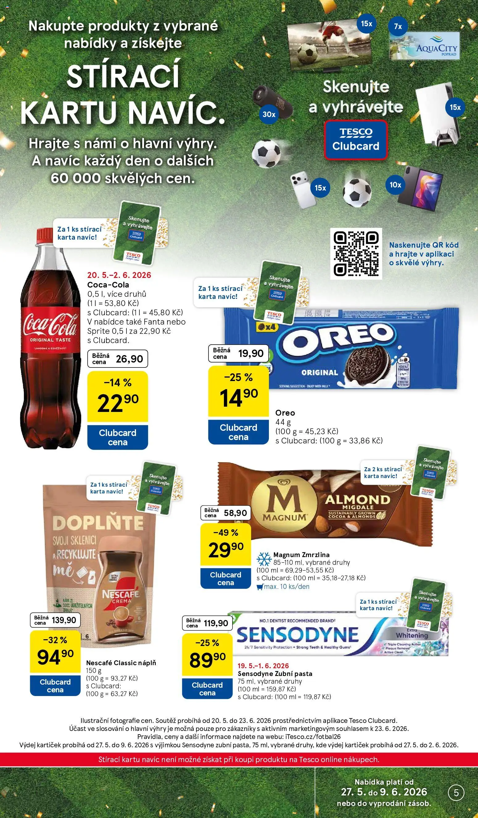 Tesco leták - Supermarket od 27.05.2026 | Strana: 5 | Produkty: Zubní pasta, Fanta, Magnum, Oreo