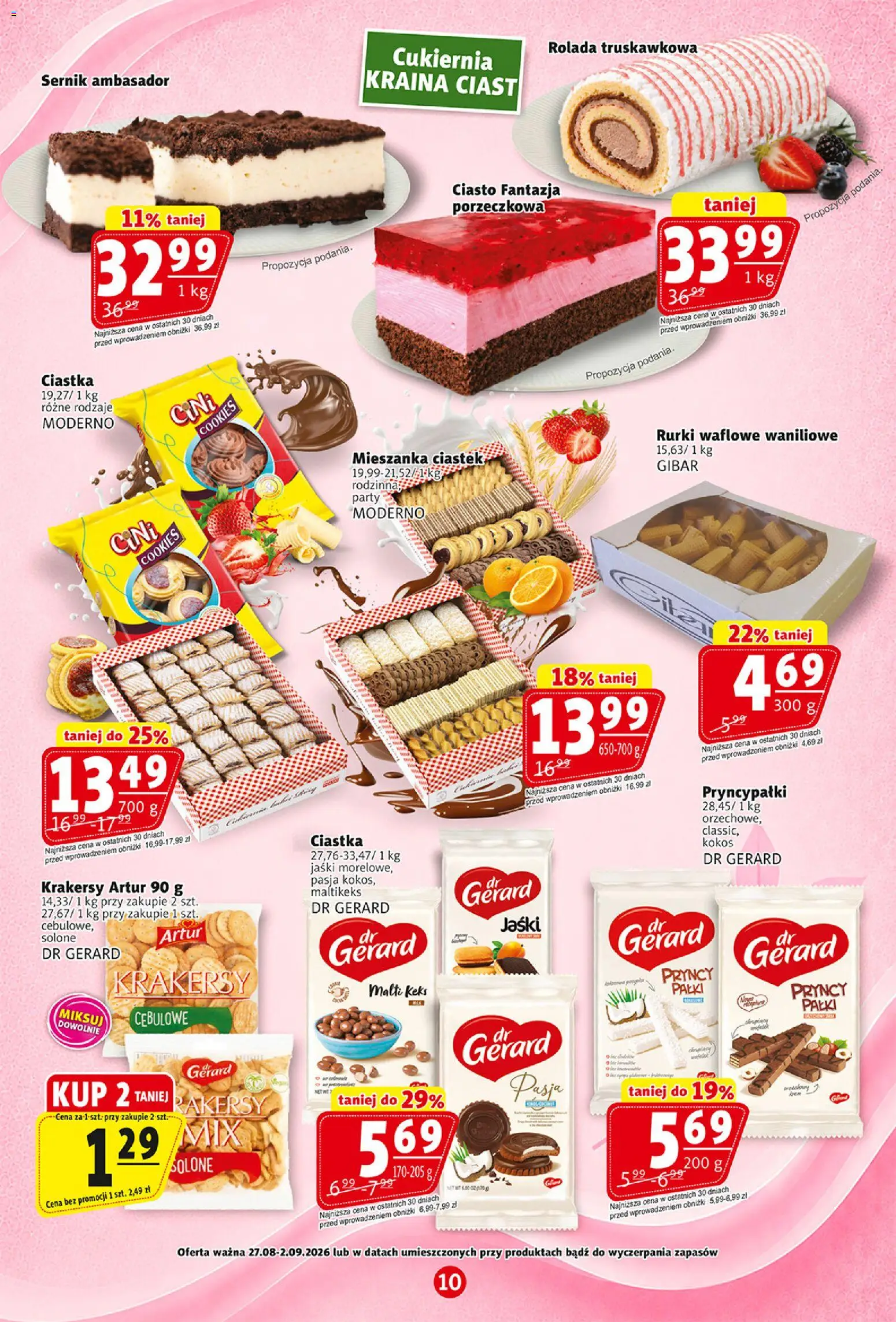 Prim Market gazetka od 27.08.2026 | Strona: 10 | Produkty: Rolada, Krakersy, Ciastka, Rurki waflowe