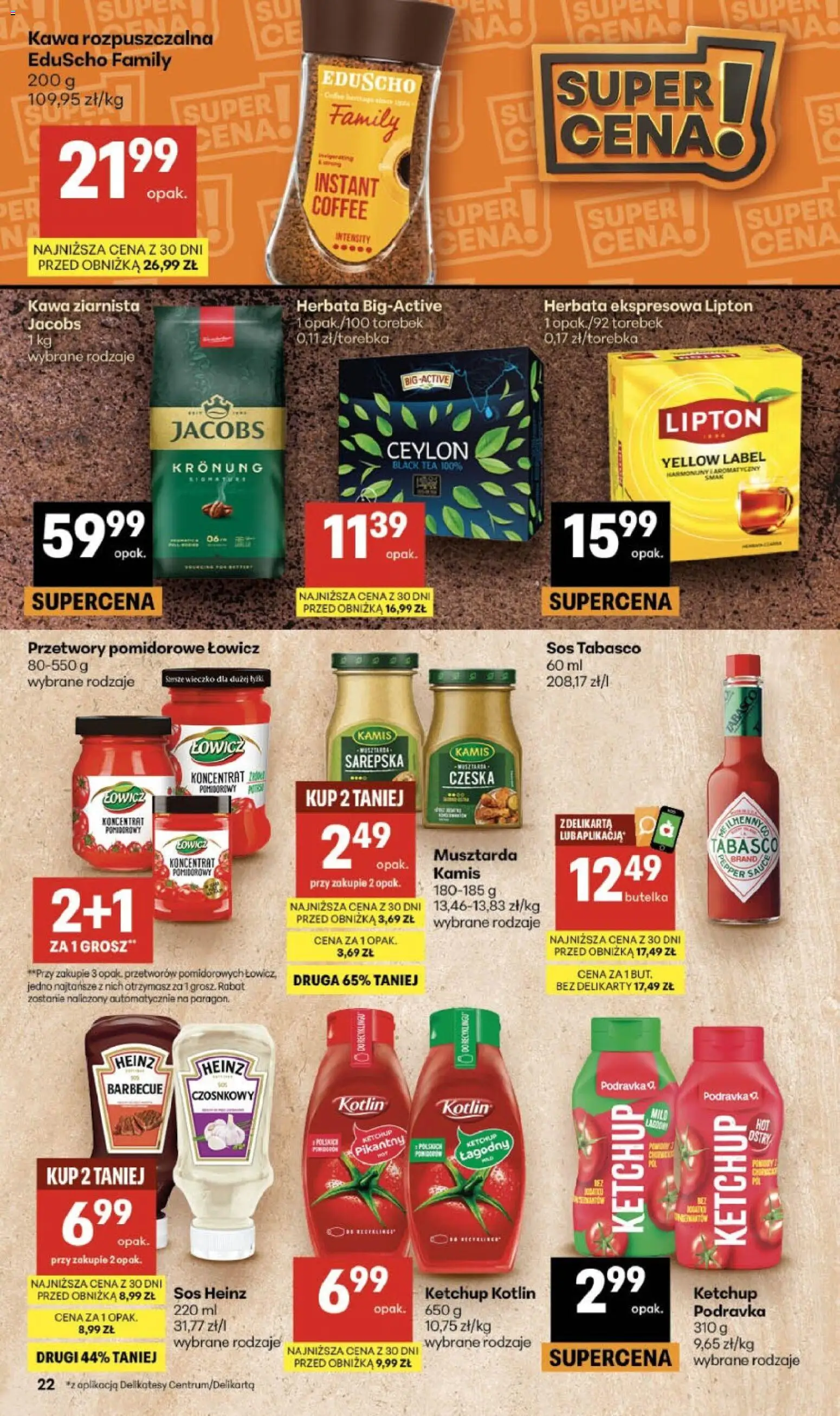 Delikatesy Centrum gazetka od 06.08.2026 | Strona: 22 | Produkty: Ketchup, Ketchup kotlin, Jacobs, Delikatesy