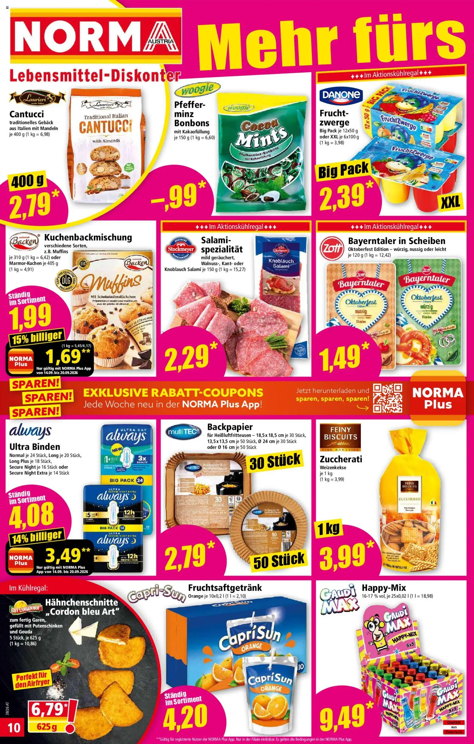 Norma Flugblatt gültig ab 14.09.2026 | Seite: 10 | Produkte: Pfeffer, Knoblauch, Gebäck, Salami