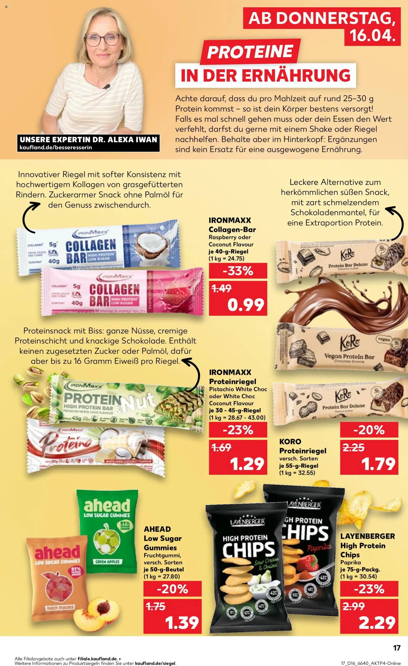 Kaufland Německo leták od 16.04.2026 | Strana: 17 | Produkty: Protein bar, Deluxe, Paprika, Protein