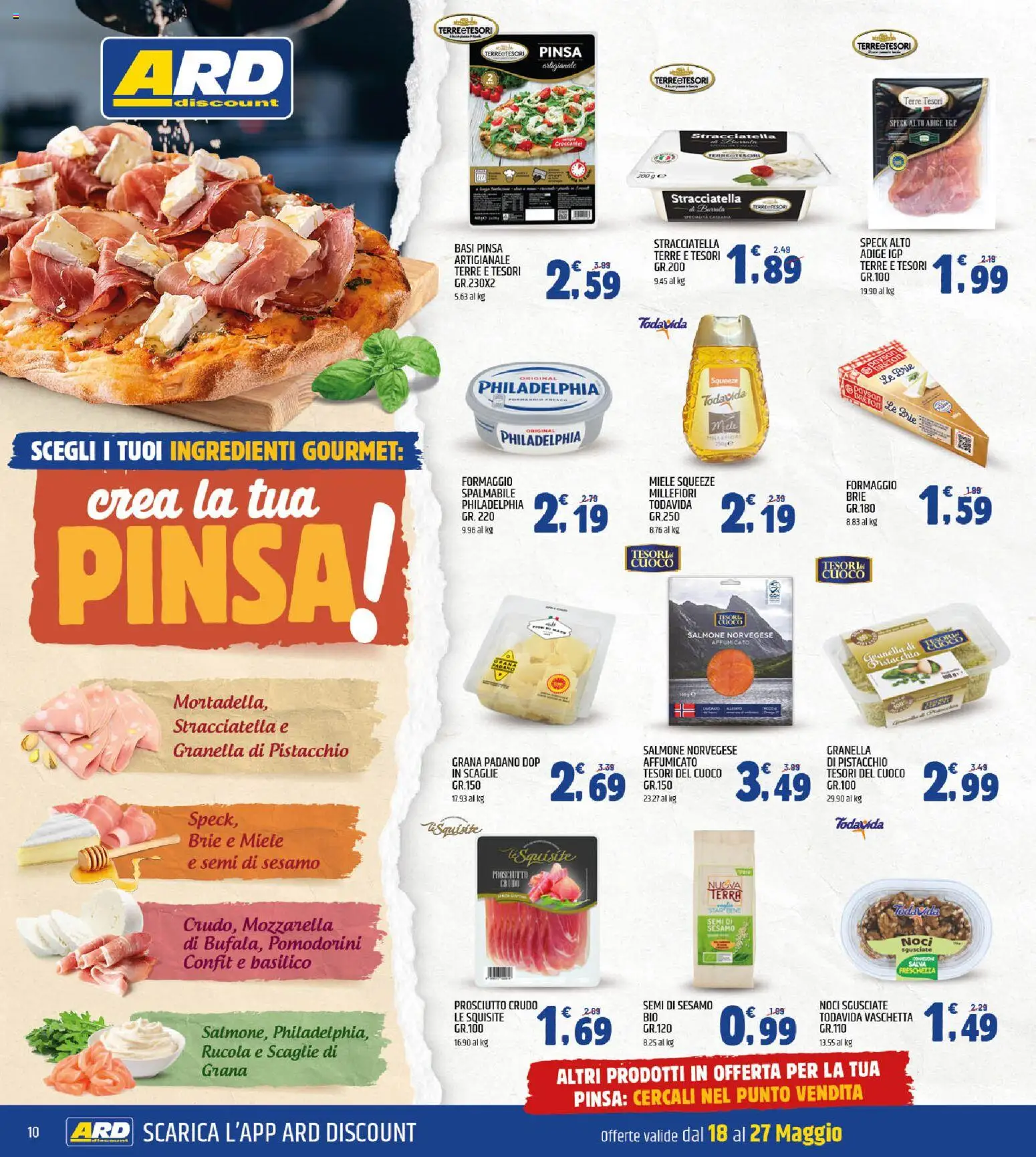 Volantino ARD Discount del 18.05.2026 | Pagina: 10 | Prodotti: Pomodorini, Prosciutto Crudo, Prosciutto, Basilico