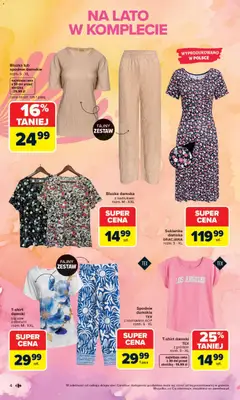Pogląd oferty "Carrefour gazetka - Stylizacje na letnie okazje" - ważna od 01.06.2026 | Strona: 4 | Produkty: Bluzka, Spodnie, Sukienka