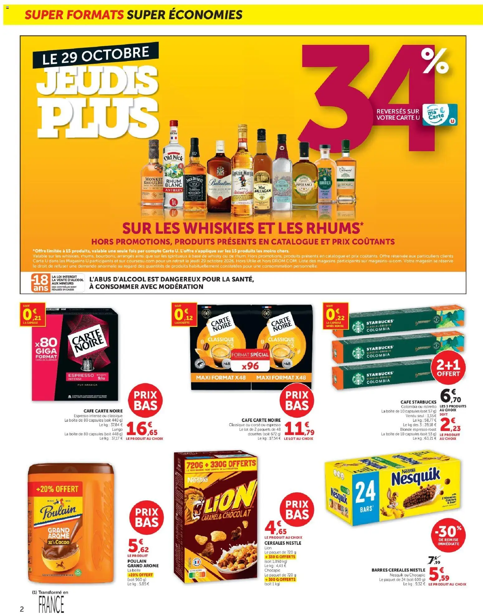 {H1} | Page: 2 | Produits: Chocapic, Base, Rhum, Café