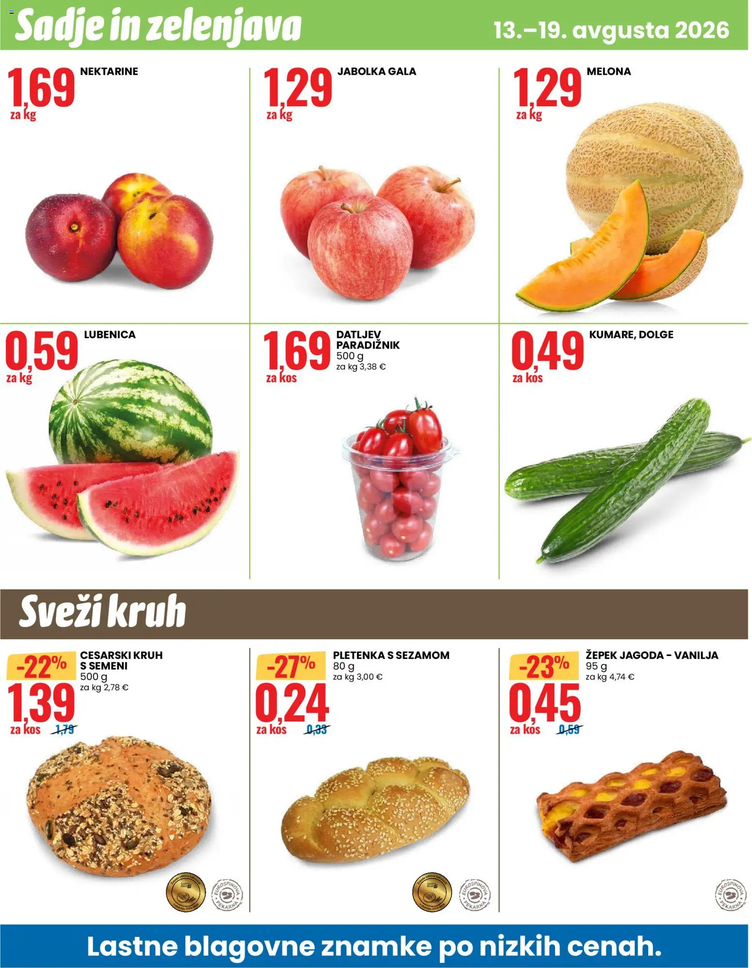 Novi Eurospin katalog ponudbe – veljaven od 13.08.2026 | Stran: 12 | Izdelki: Lubenica, Melona, Zelenjava, Sadje