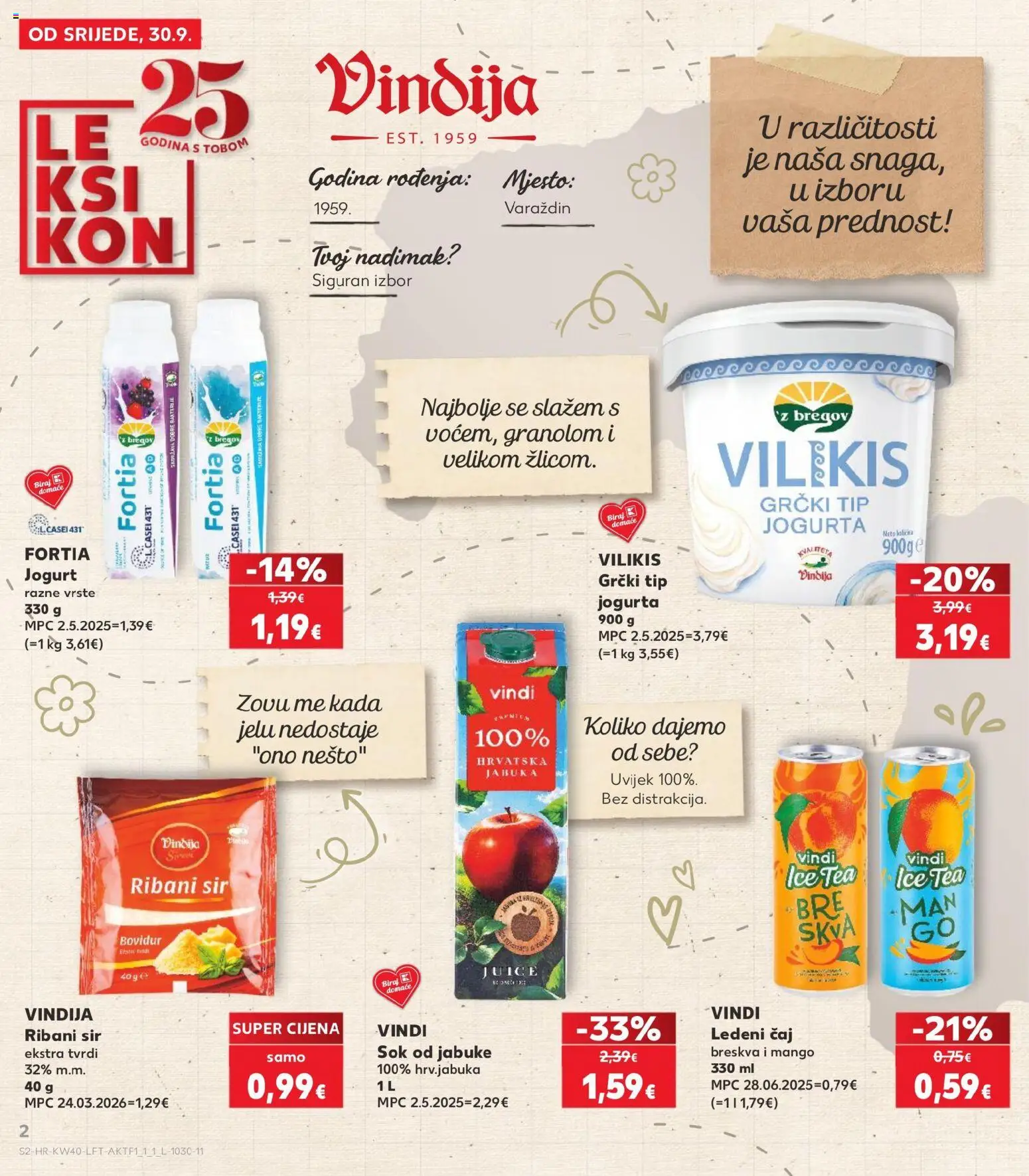 Kaufland katalog | vrijedi od 30.09.2026 | Stranica: 2 | Proizvodi: Sok od jabuke, Jogurt, Ribani sir, Jabuka
