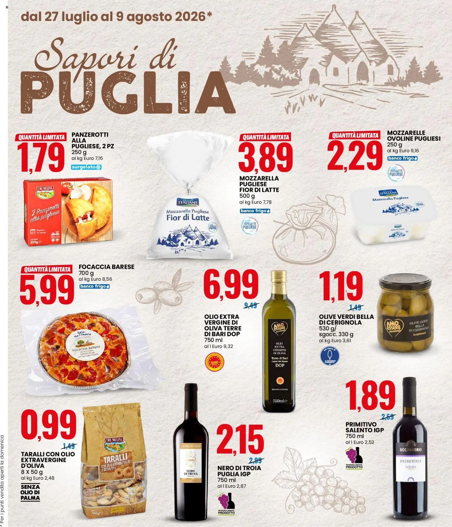 Volantino Eurospin del 27/07/2026 | Pagina: 11 | Prodotti: Focaccia, Olio extra vergine, Panzerotti, Terra