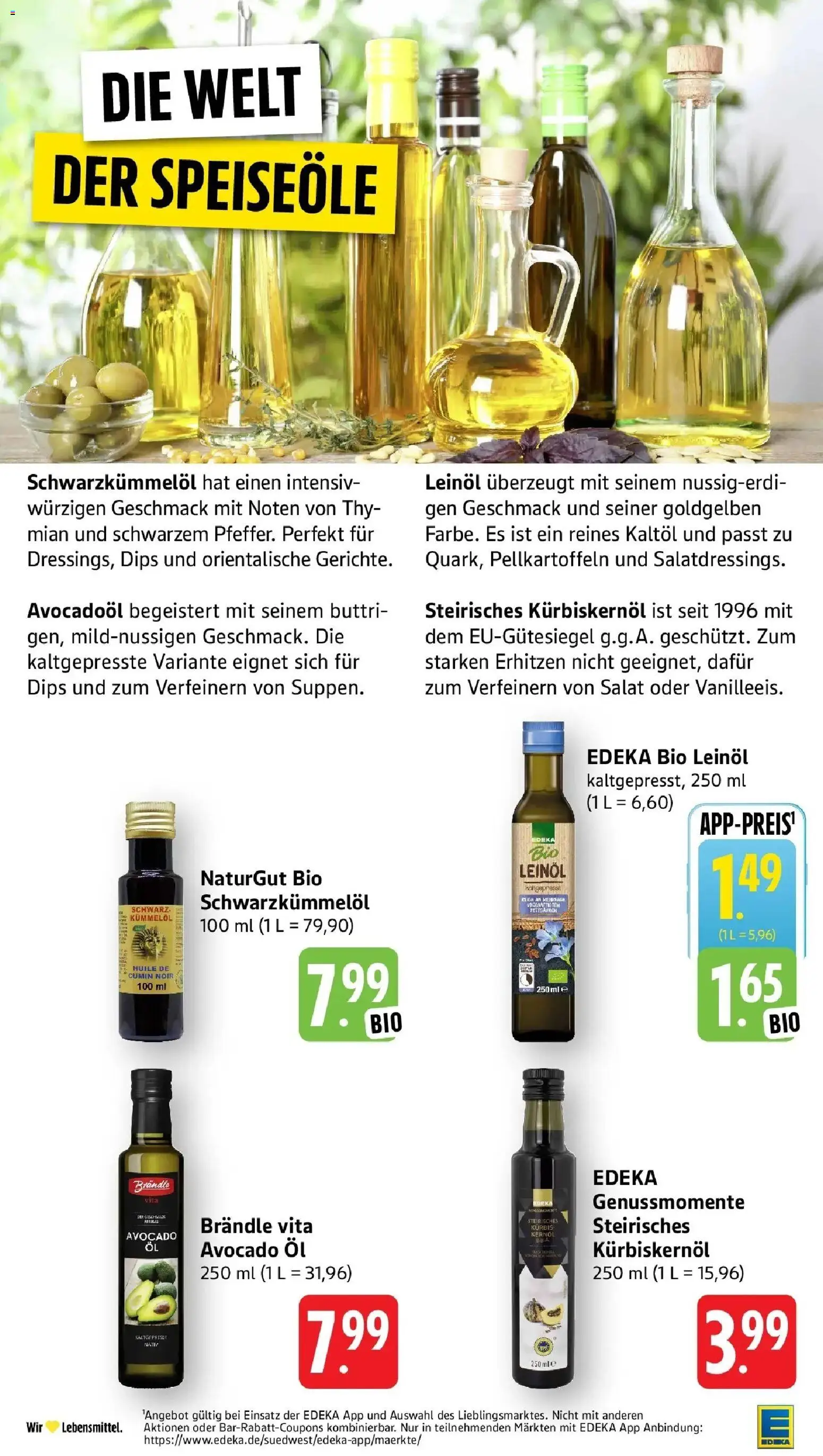 Edeka Prospekt Konstanz-Petershausen (ab 03.08.2026) » Angebote Online | Seite: 22 | Produkte: Kürbiskernöl, Leinöl, Kürbis, Salat