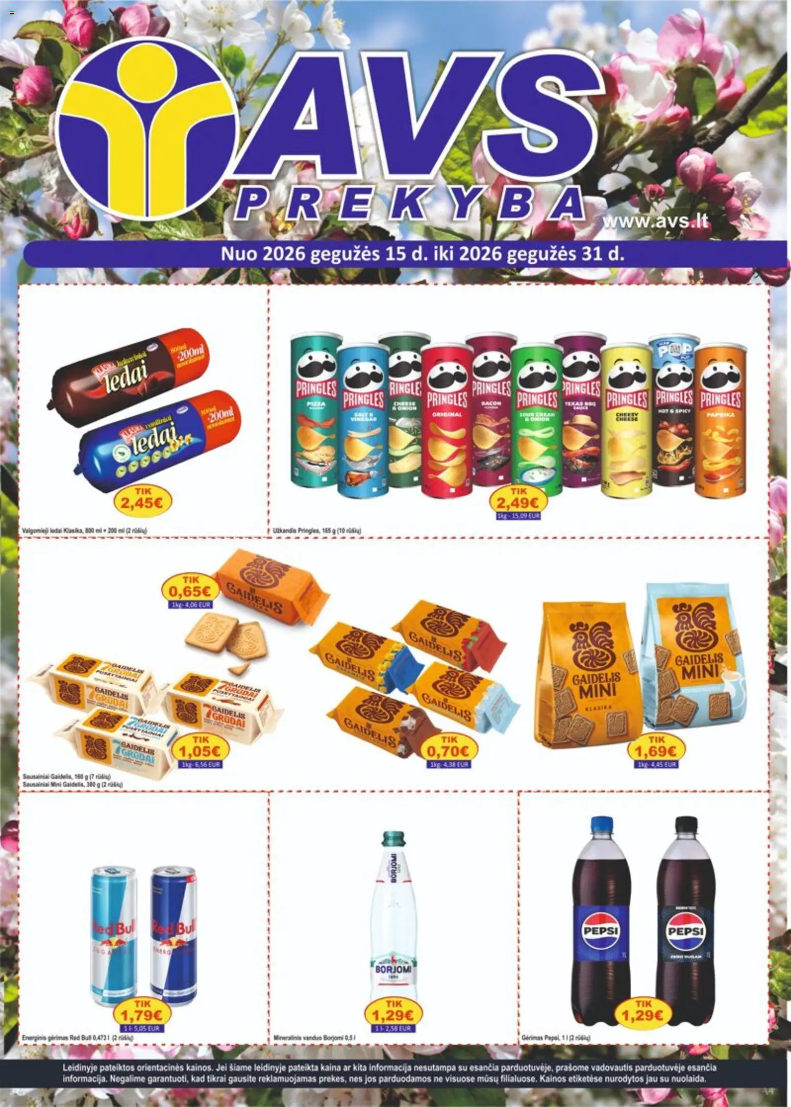 AVS akcijos nuo 15.05.2026 | Puslapis: 1 | Prekių: Paprika, Ledai, Mineralinis vanduo