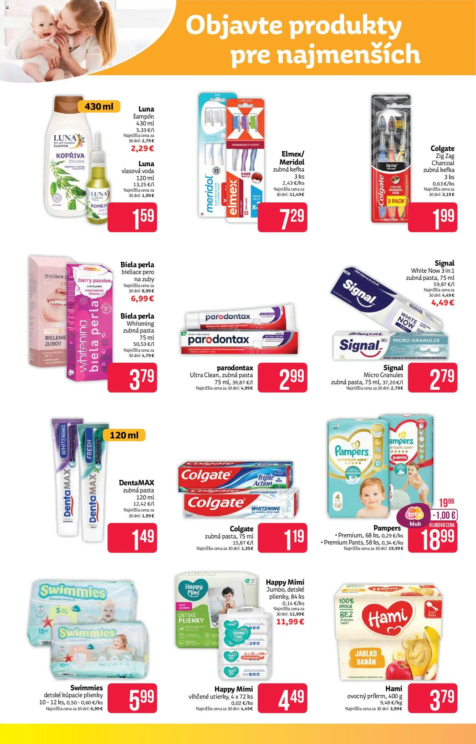 Nové Teta drogerie akcie – leták je platný od 25.05.2026 | Strana: 10 | Produkty: Zubná kefka, Šampón, Voda, Plienky