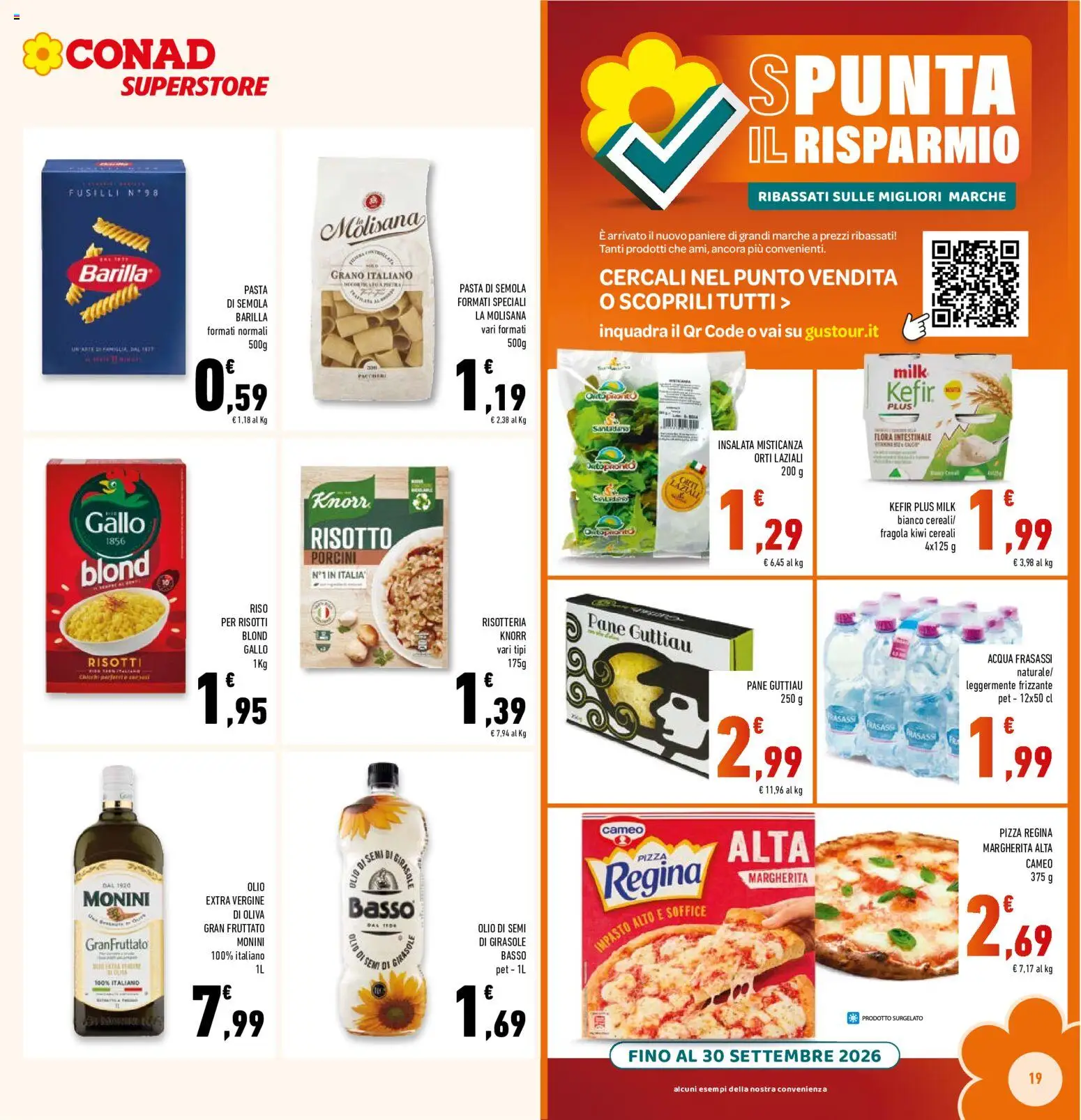 Volantino Conad del 09/09/2026 | Pagina: 19 | Prodotti: Pizza, Cereali, Insalata, Pasta di semola